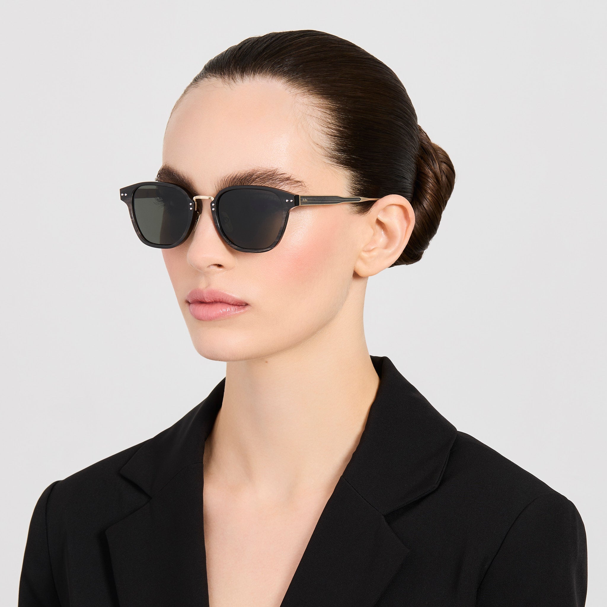 Jeffrey Sunglasses in Buffalo Horn and 925 Sterling Silver - LINDA FARROW-Sunglasses-
