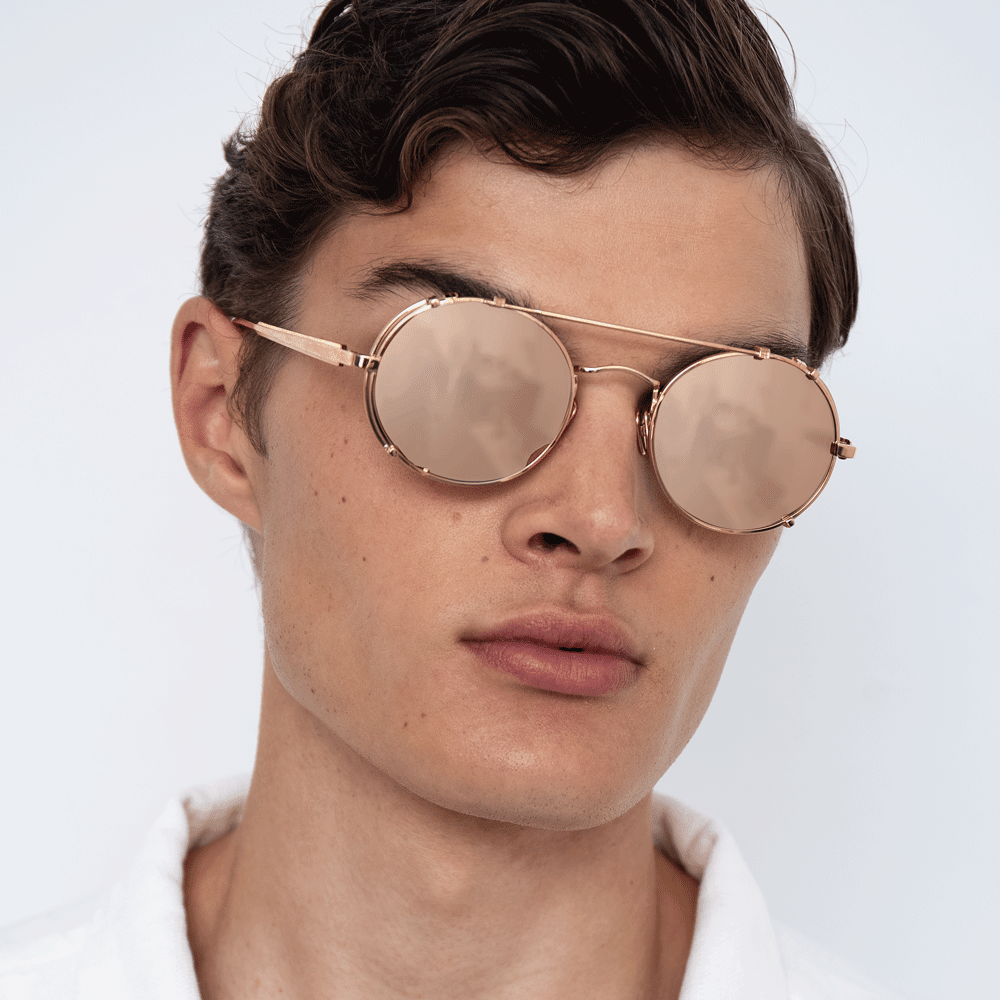Jimi Sunglasses in 18K Rose Gold - LINDA FARROW - Sunglasses - 