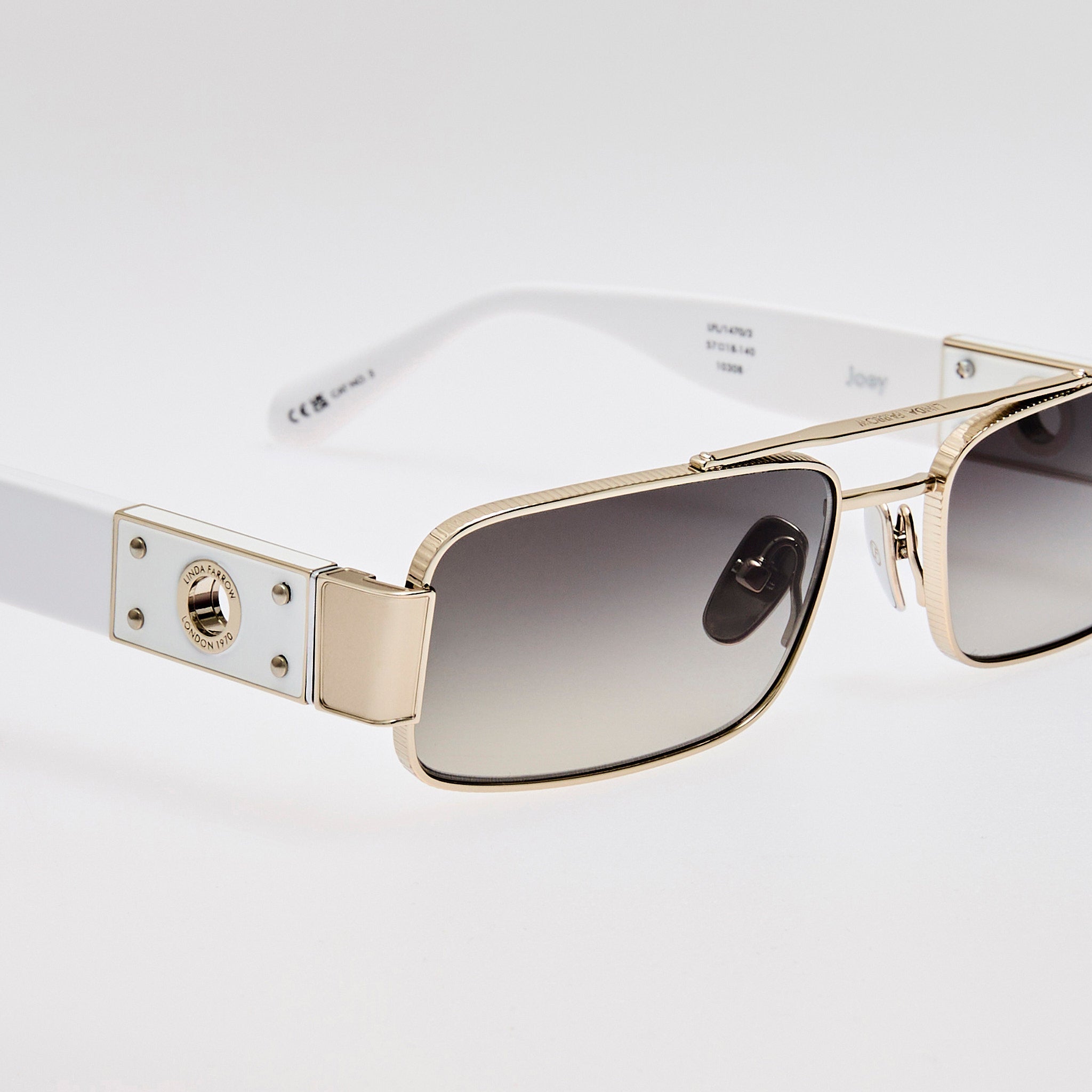 Joey Sunglasses in 22K White Gold and Grey - LINDA FARROW - Sunglasses - 