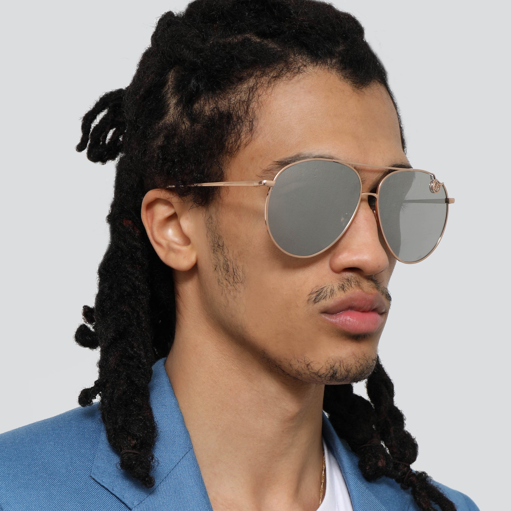 Joni Sunglasses in 18K Rose Gold and Platinum - LINDA FARROW - Sunglasses - 
