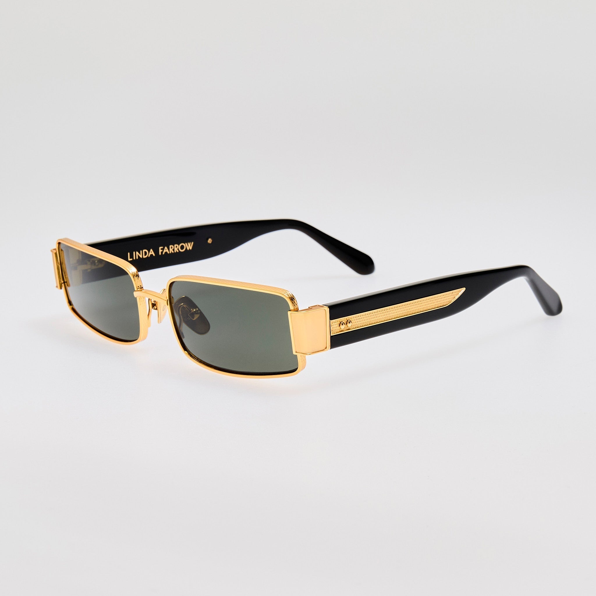 Kaia Sunglasses in 22K Gold and Grey - LINDA FARROW - Sunglasses - 