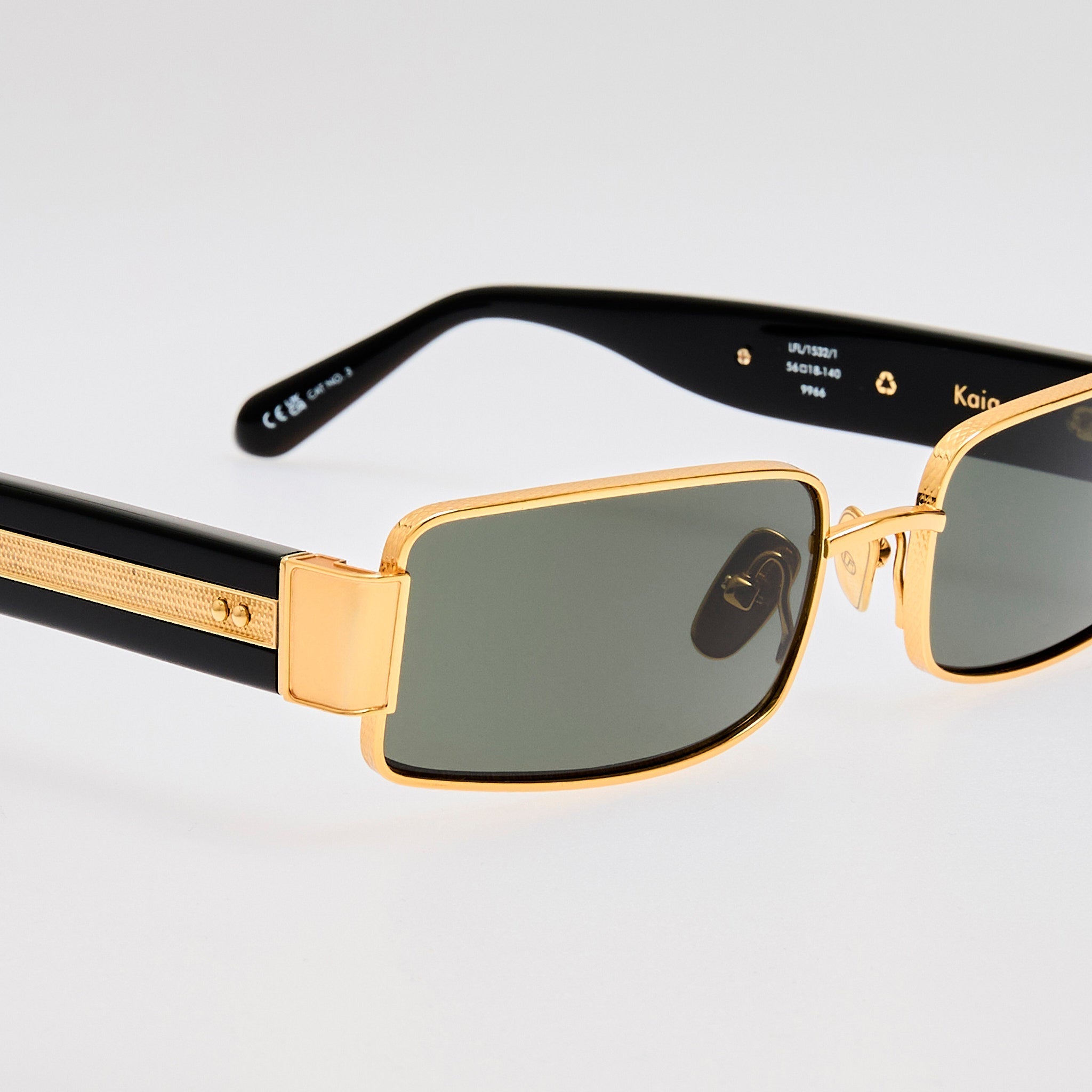 Kaia Sunglasses in 22K Gold and Grey - LINDA FARROW - Sunglasses - 