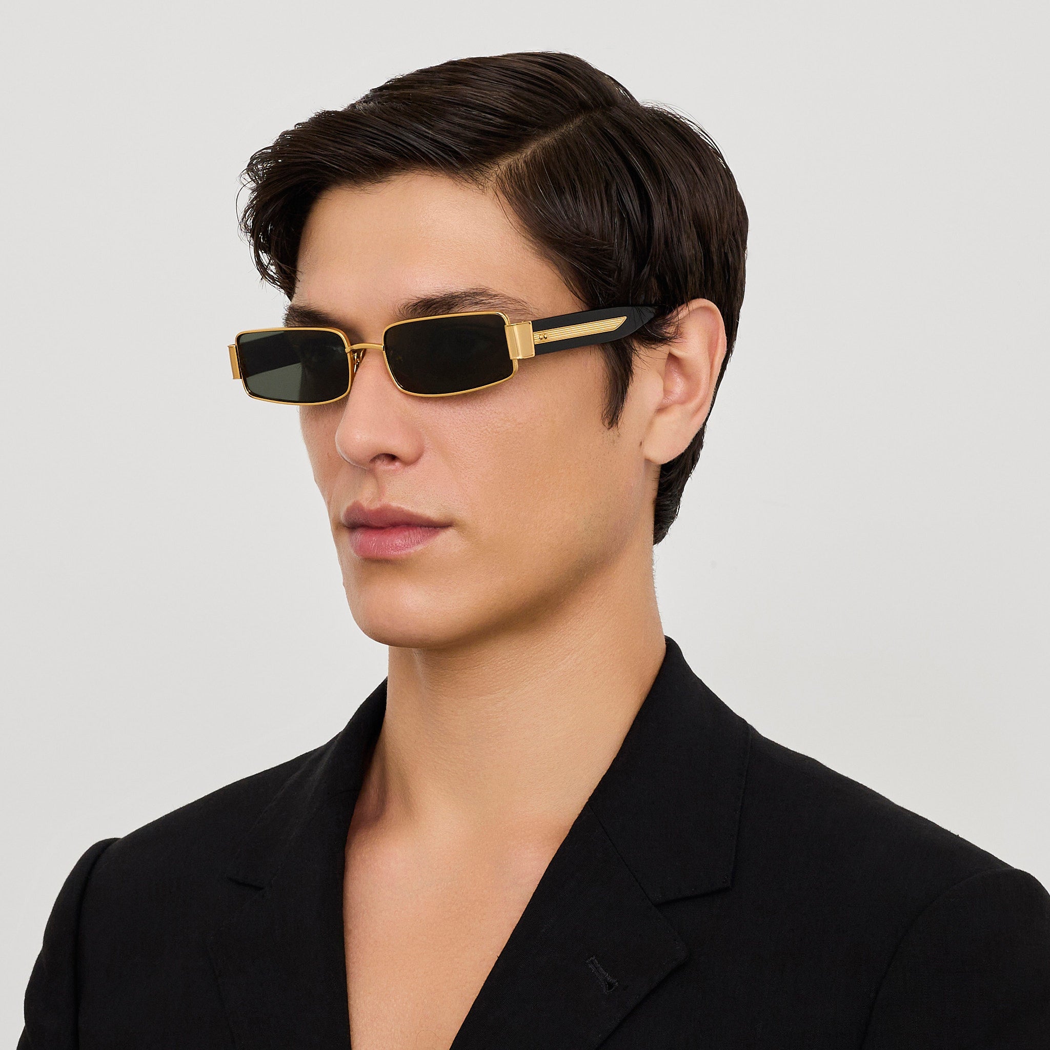Kaia Sunglasses in 22K Gold and Grey - LINDA FARROW - Sunglasses - 