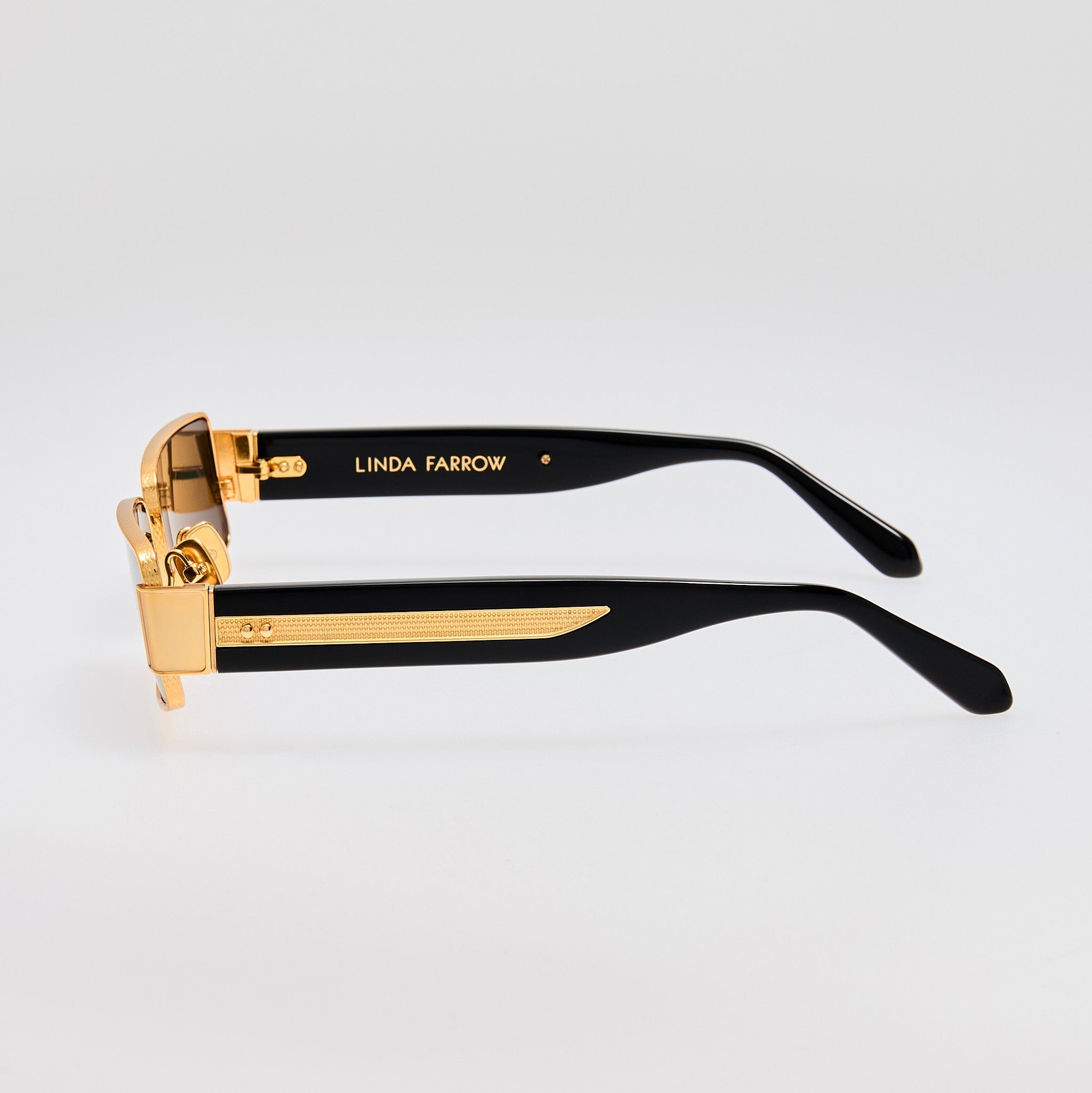 Kaia Sunglasses in 22K Gold and Grey - LINDA FARROW - Sunglasses - 