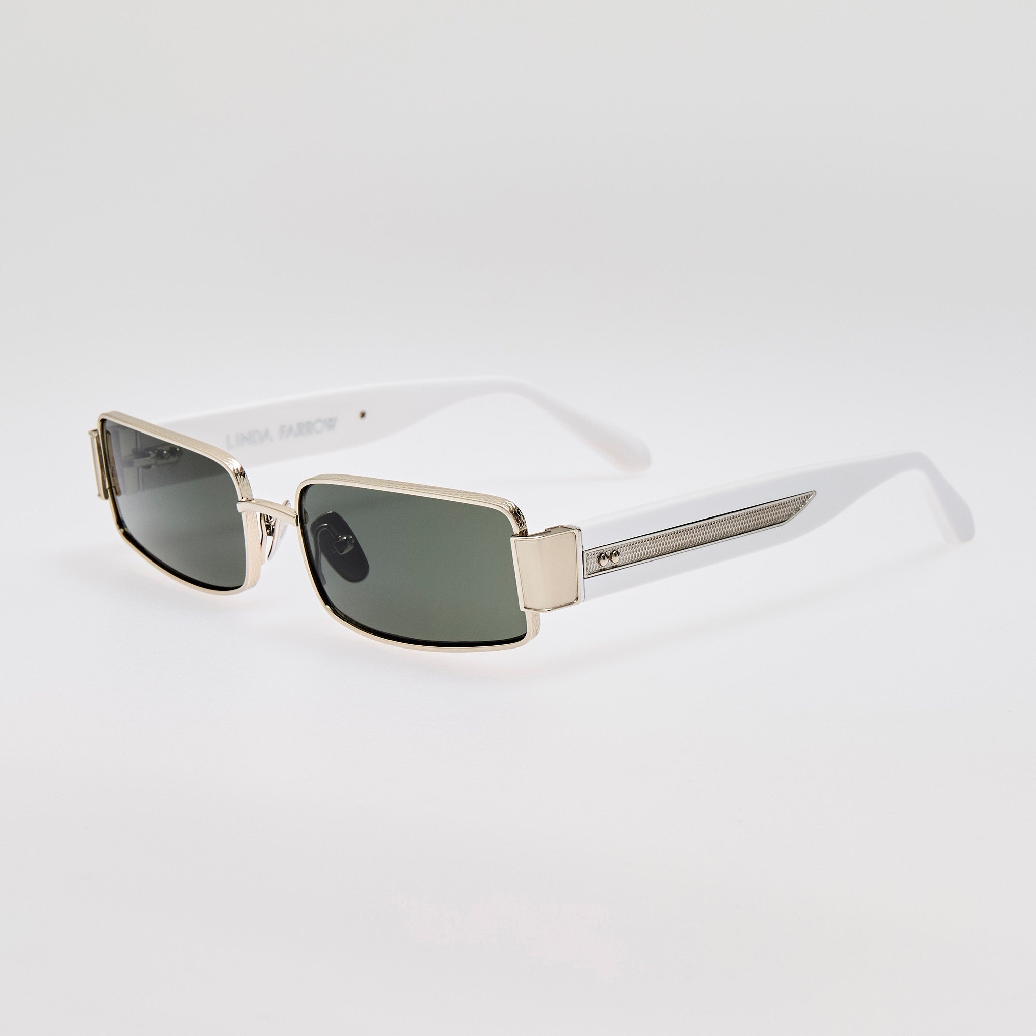 Kaia Sunglasses in 22K White Gold and Grey - LINDA FARROW - Sunglasses - 