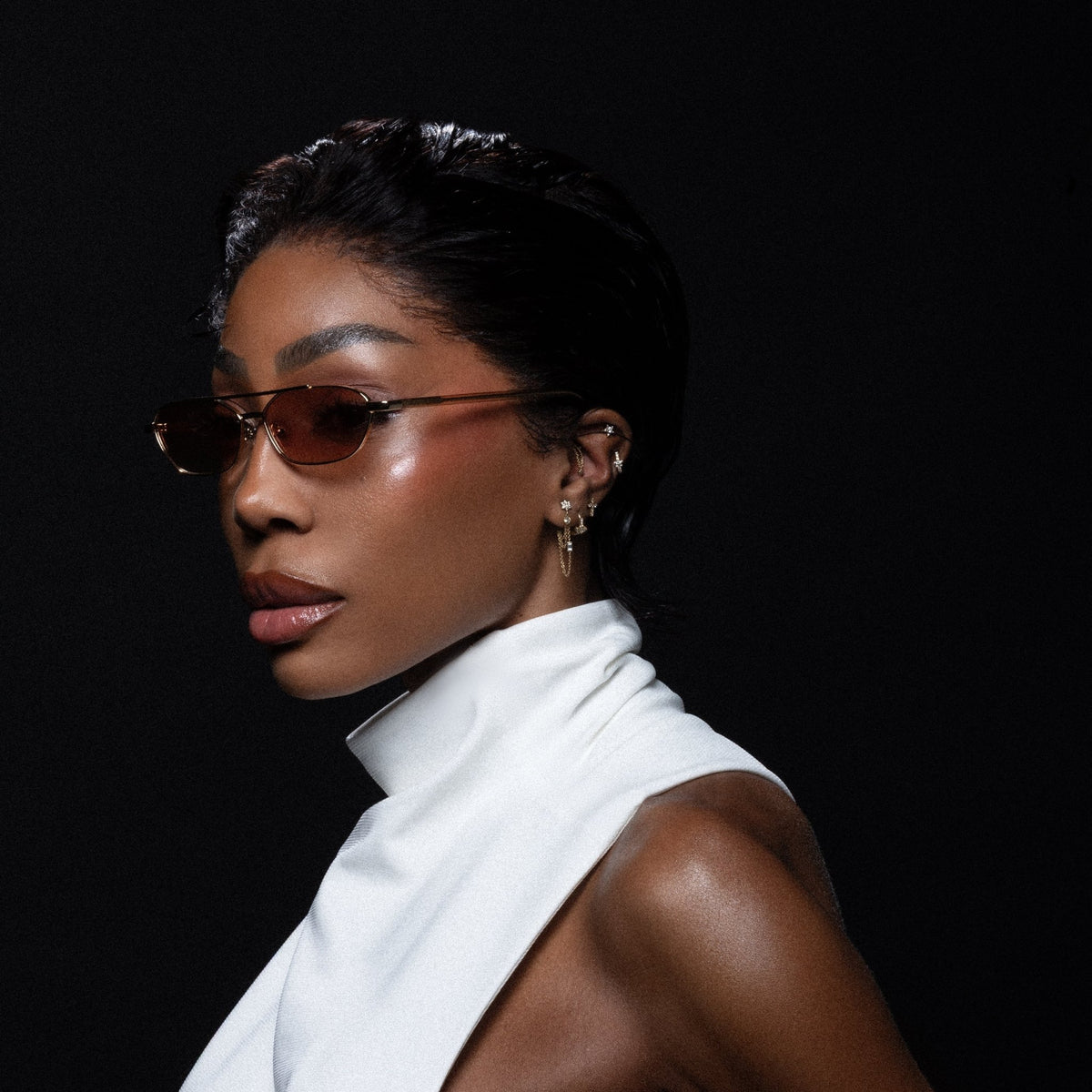 Kika Gloria Sunglasses in Antique Gold and Slate - LINDA FARROW-Sunglasses-
