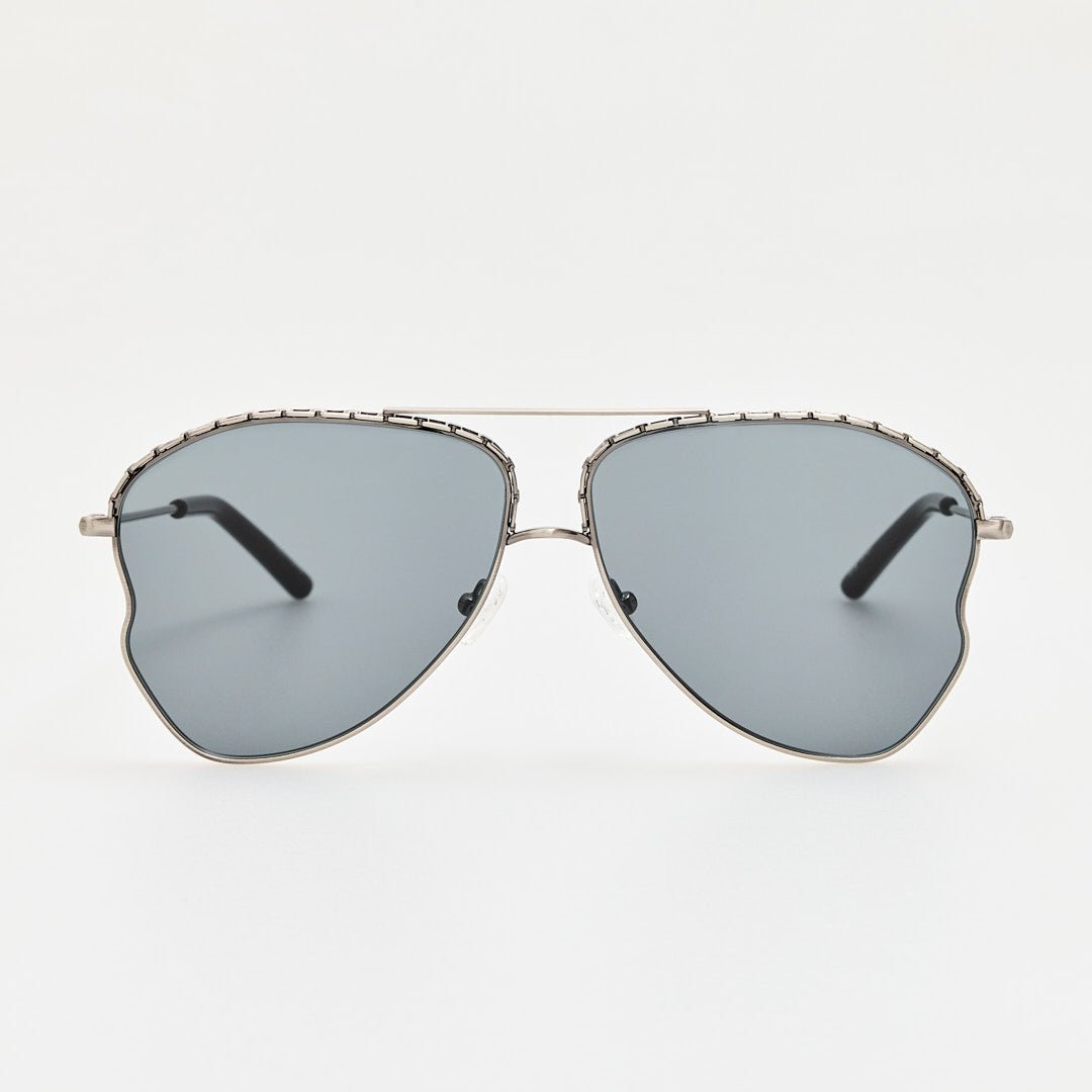 Kika Mendoza Sunglasses in Antique Silver and Grey - LINDA FARROW - Sunglasses - 
