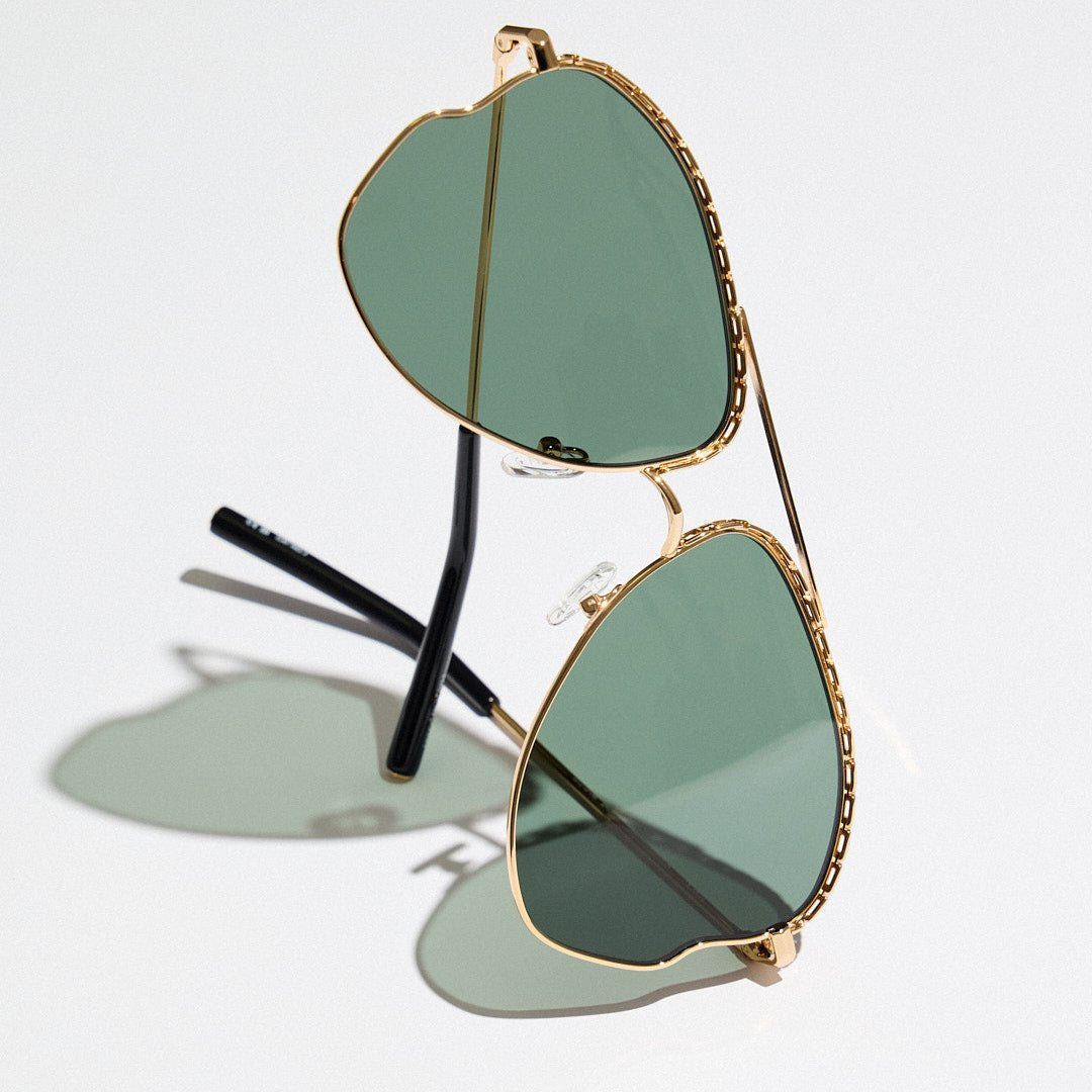 Kika Mendoza Sunglasses in Gold and Green - LINDA FARROW - Sunglasses - 