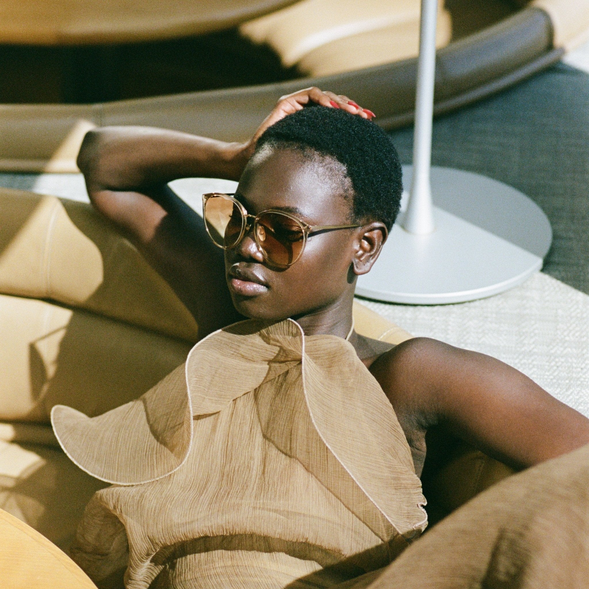 Kings Sunglasses in 22K Gold and Camel - LINDA FARROW-Sunglasses-