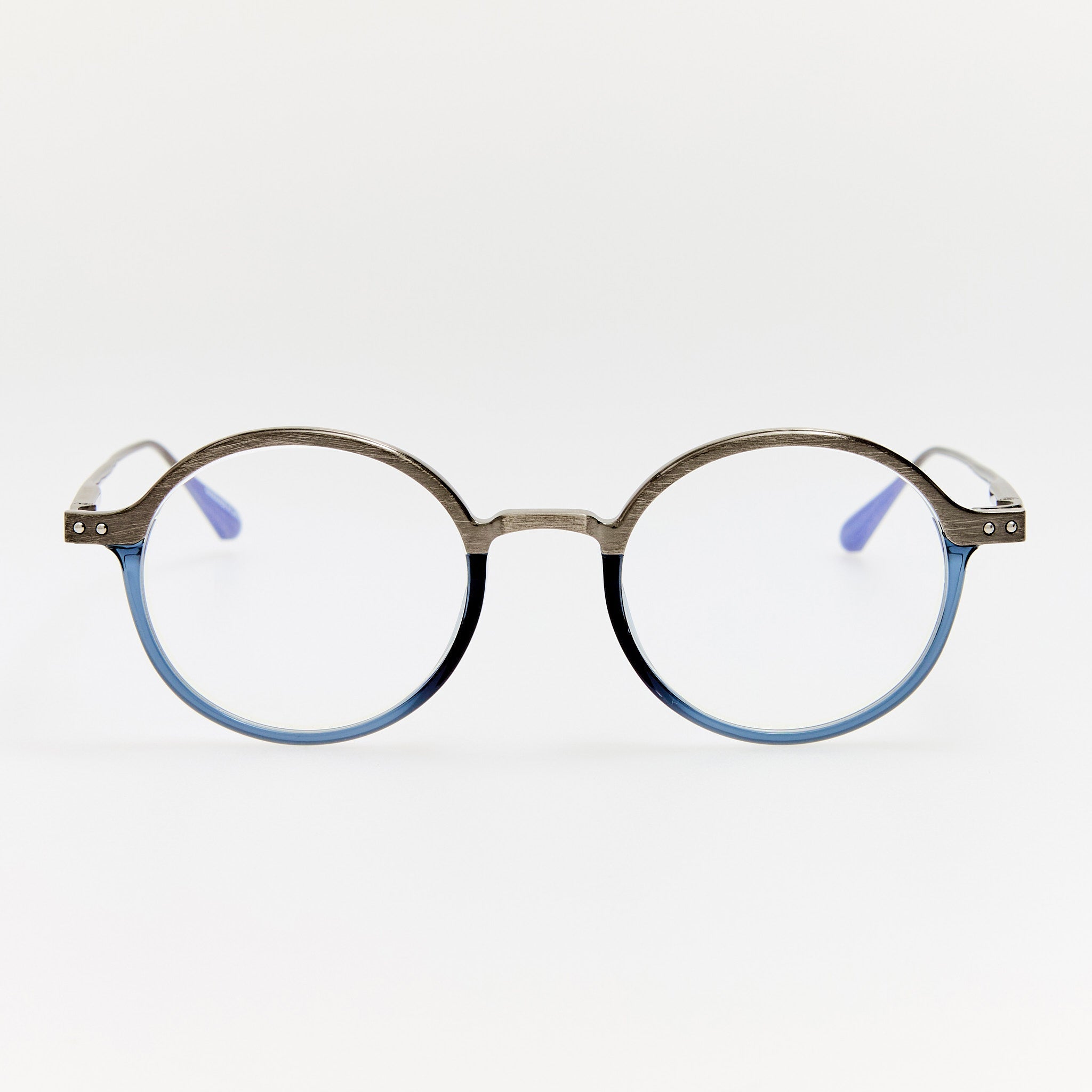 Kit Optical in Antique White Gold and Navy - LINDA FARROW - Optical Frame - 