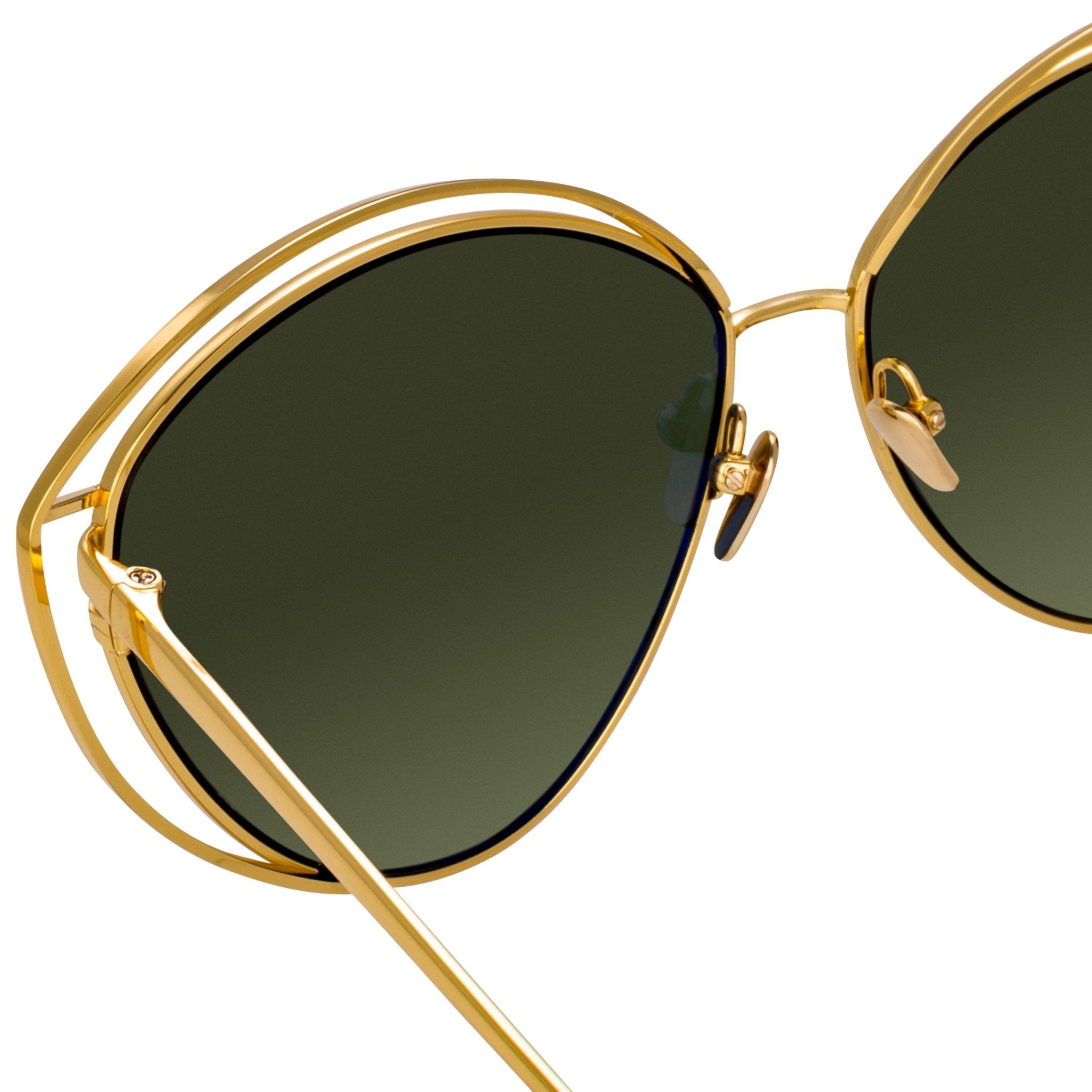Lorita in 22K Gold and Green - LINDA FARROW - Sunglasses - 