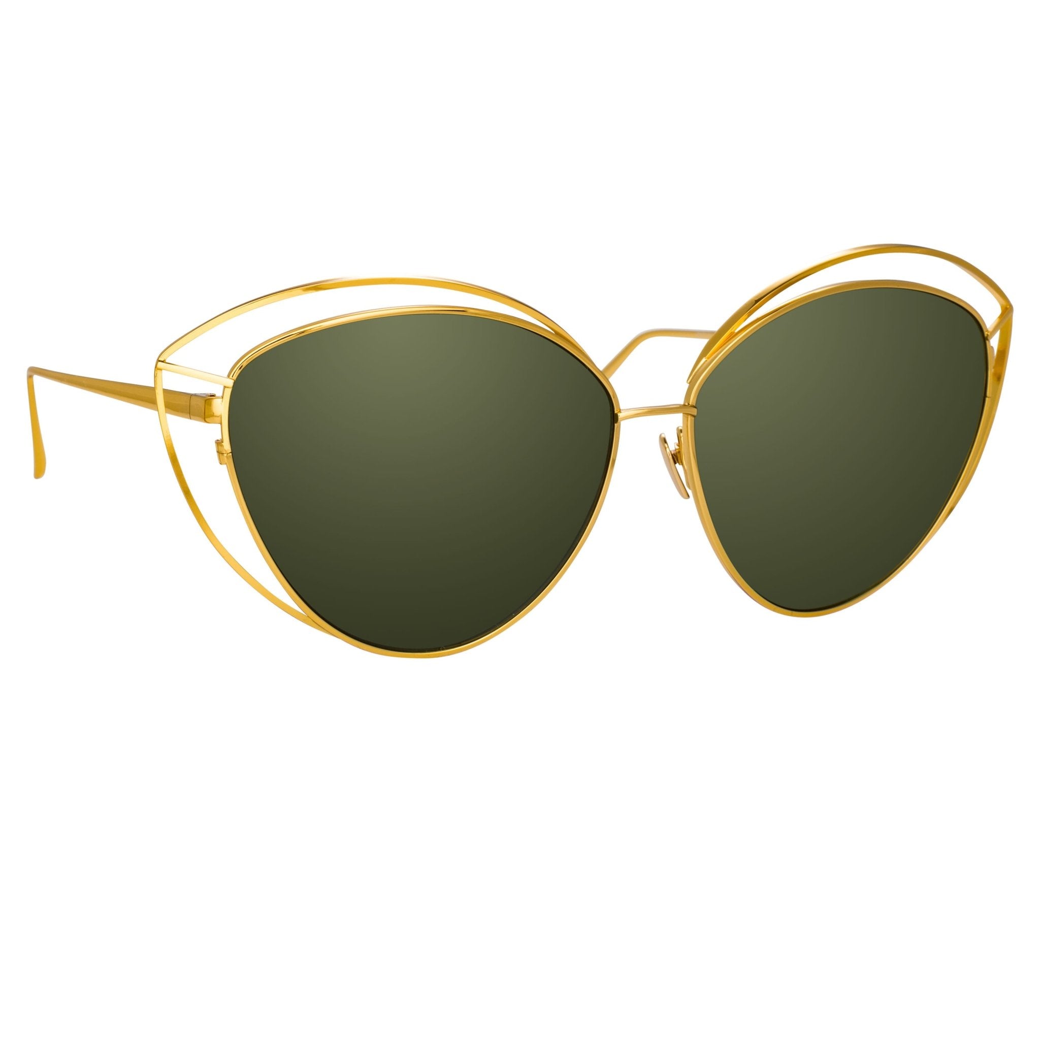 Lorita in 22K Gold and Green - LINDA FARROW - Sunglasses - 
