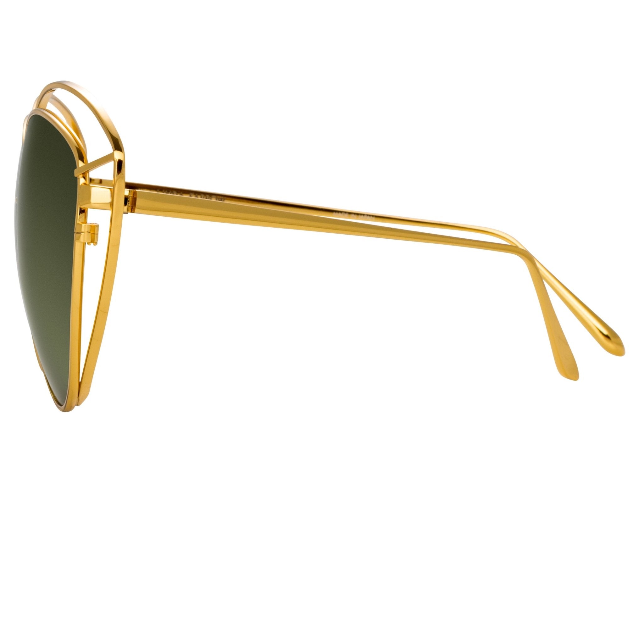 Lorita in 22K Gold and Green - LINDA FARROW - Sunglasses - 