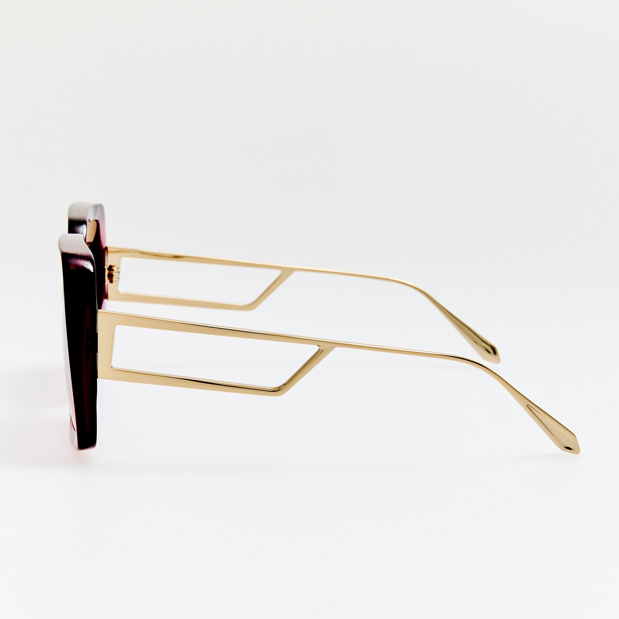 Macy Vista Temple Sunglasses in Wine - LINDA FARROW - Sunglasses - 
