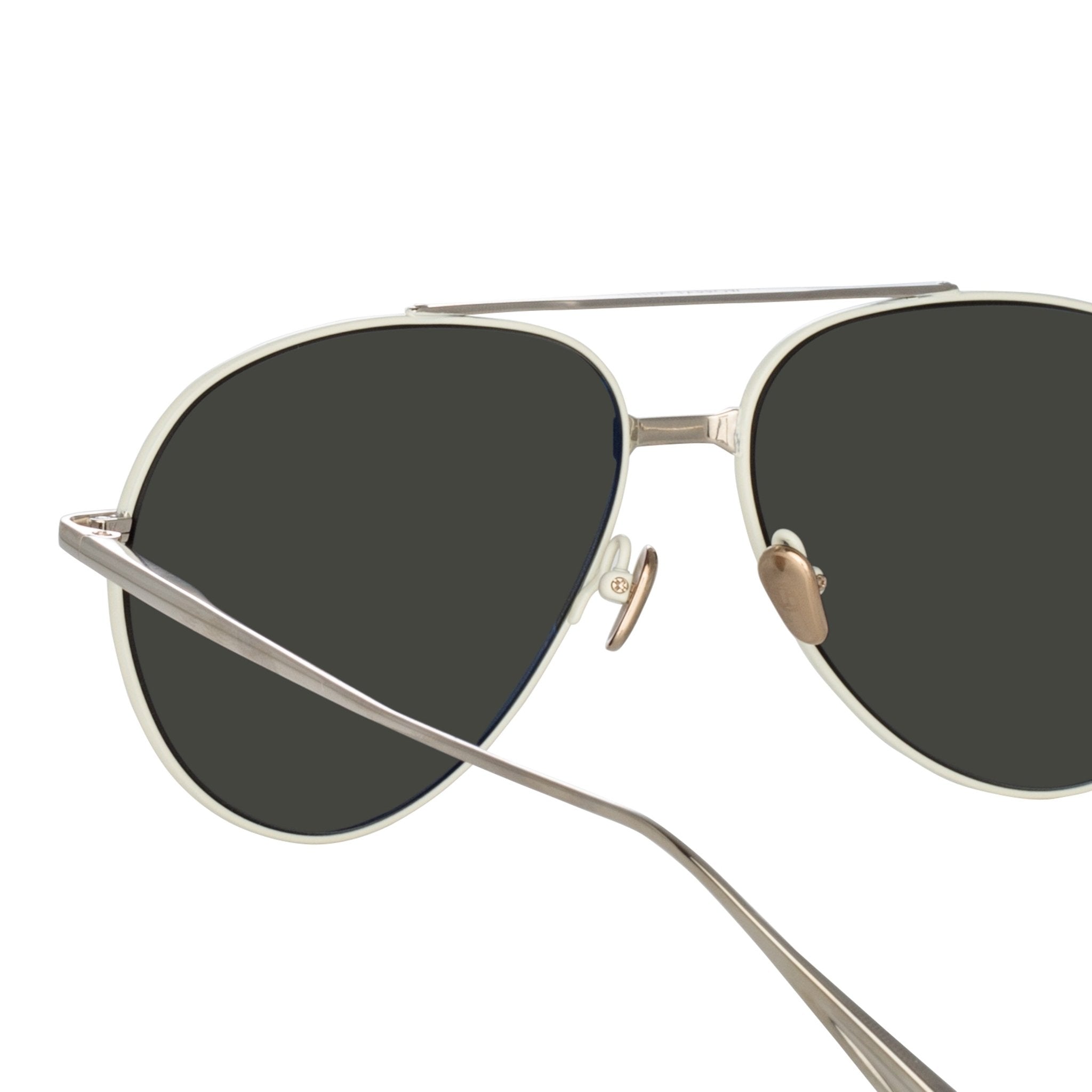 Marcelo Sunglasses in 22K White Gold and Grey - LINDA FARROW - Sunglasses - 