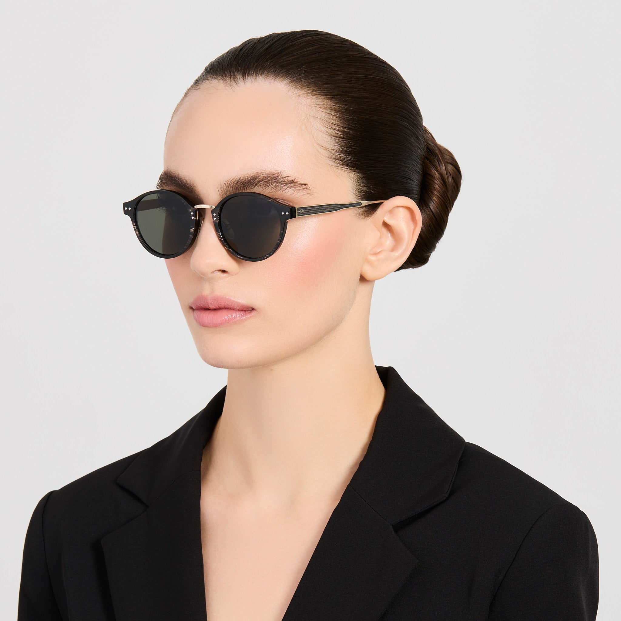 Marco Oval Sunglasses in Buffalo Horn and 925 Sterling Silver - LINDA FARROW-Sunglasses-