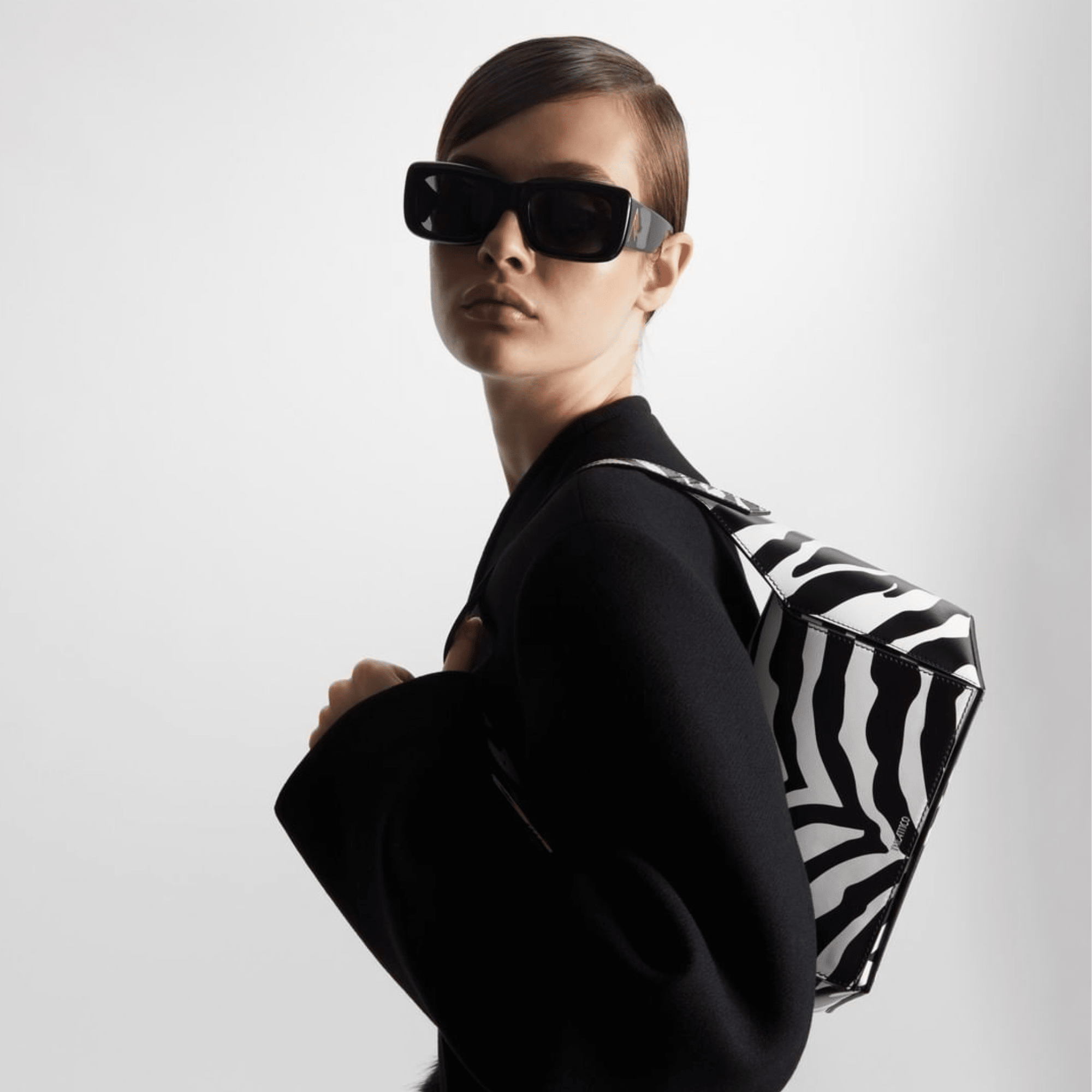 Marfa Rectangular Sunglasses in Black - LINDA FARROW - Sunglasses - 