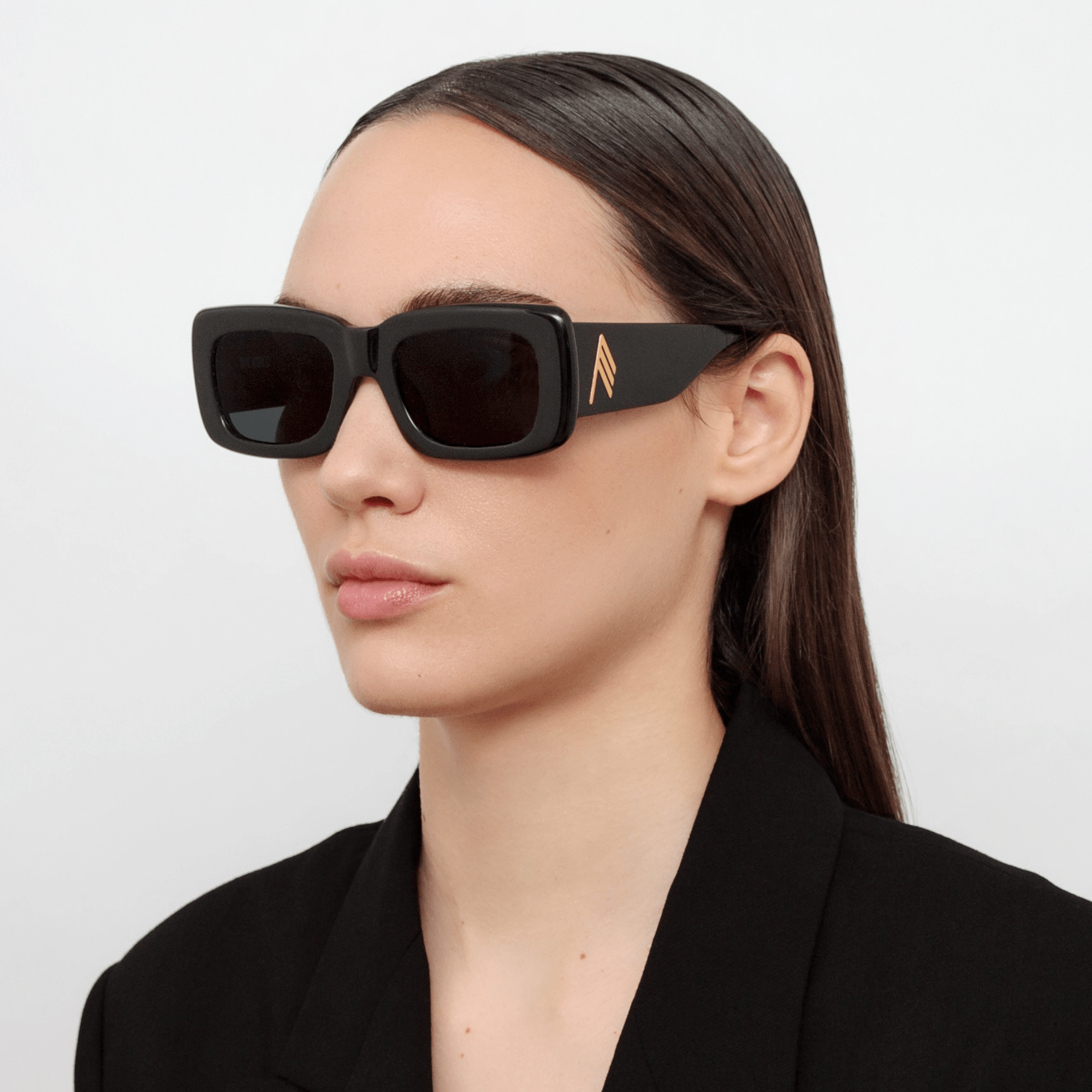 Marfa Rectangular Sunglasses in Black - LINDA FARROW - Sunglasses - 