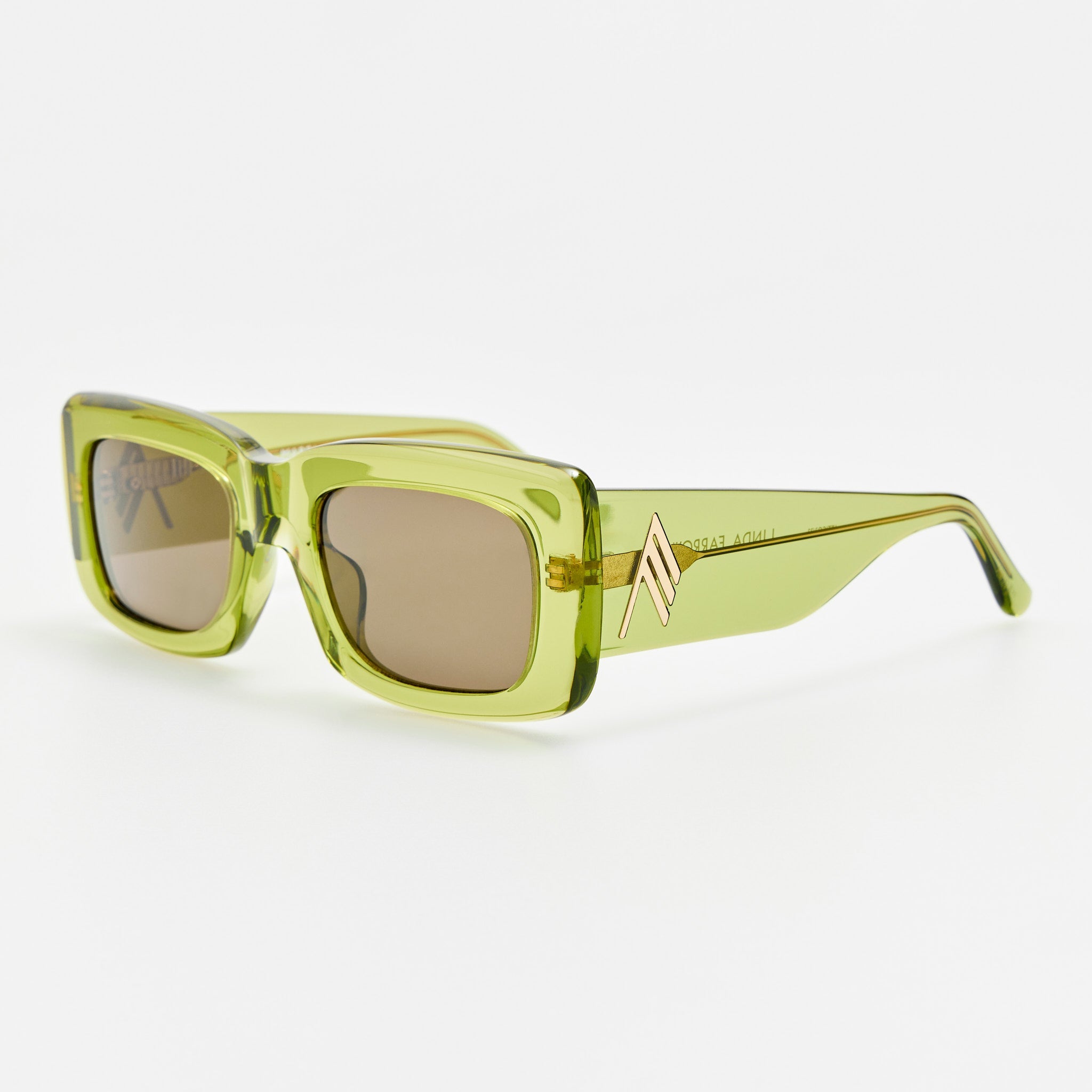 Marfa Rectangular Sunglasses in Green - LINDA FARROW-Sunglasses-