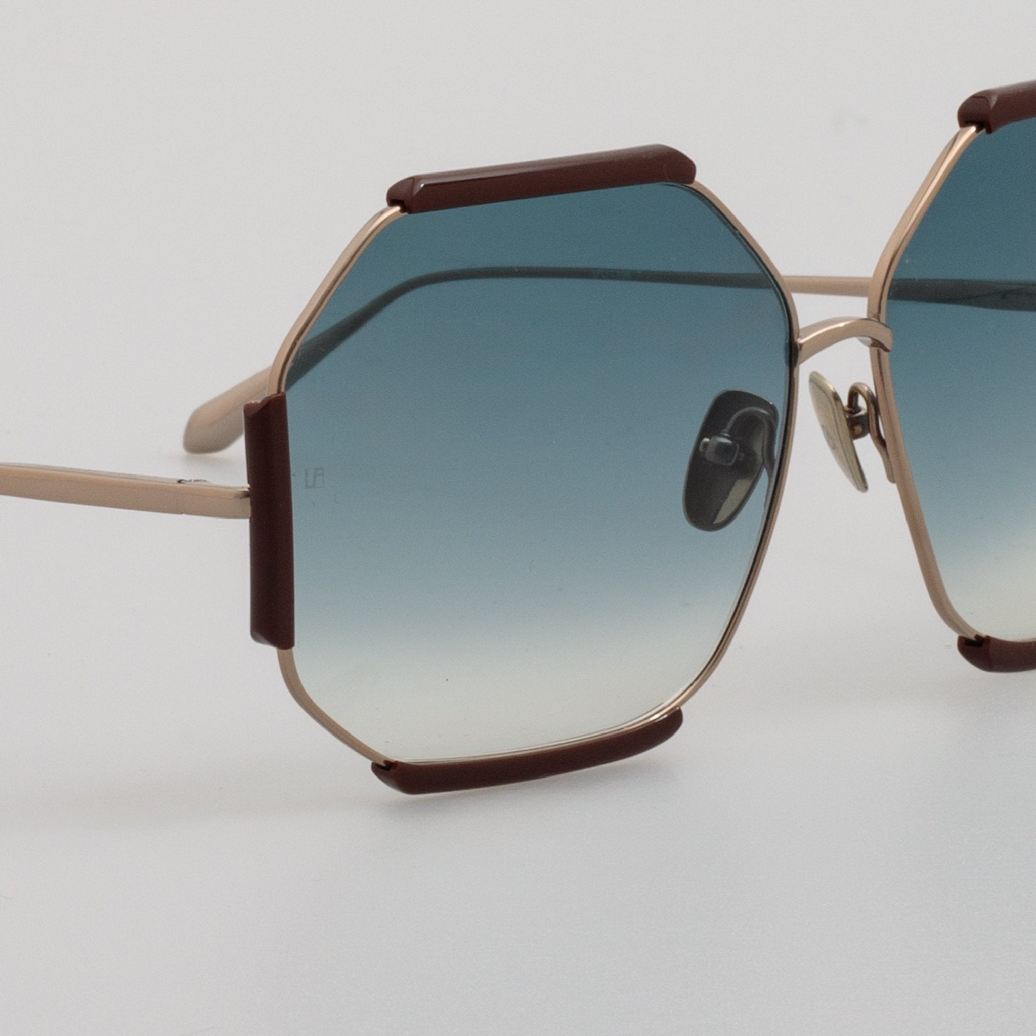 Margot Sunglasses in 22K Gold and Aqua - LINDA FARROW - Sunglasses - 