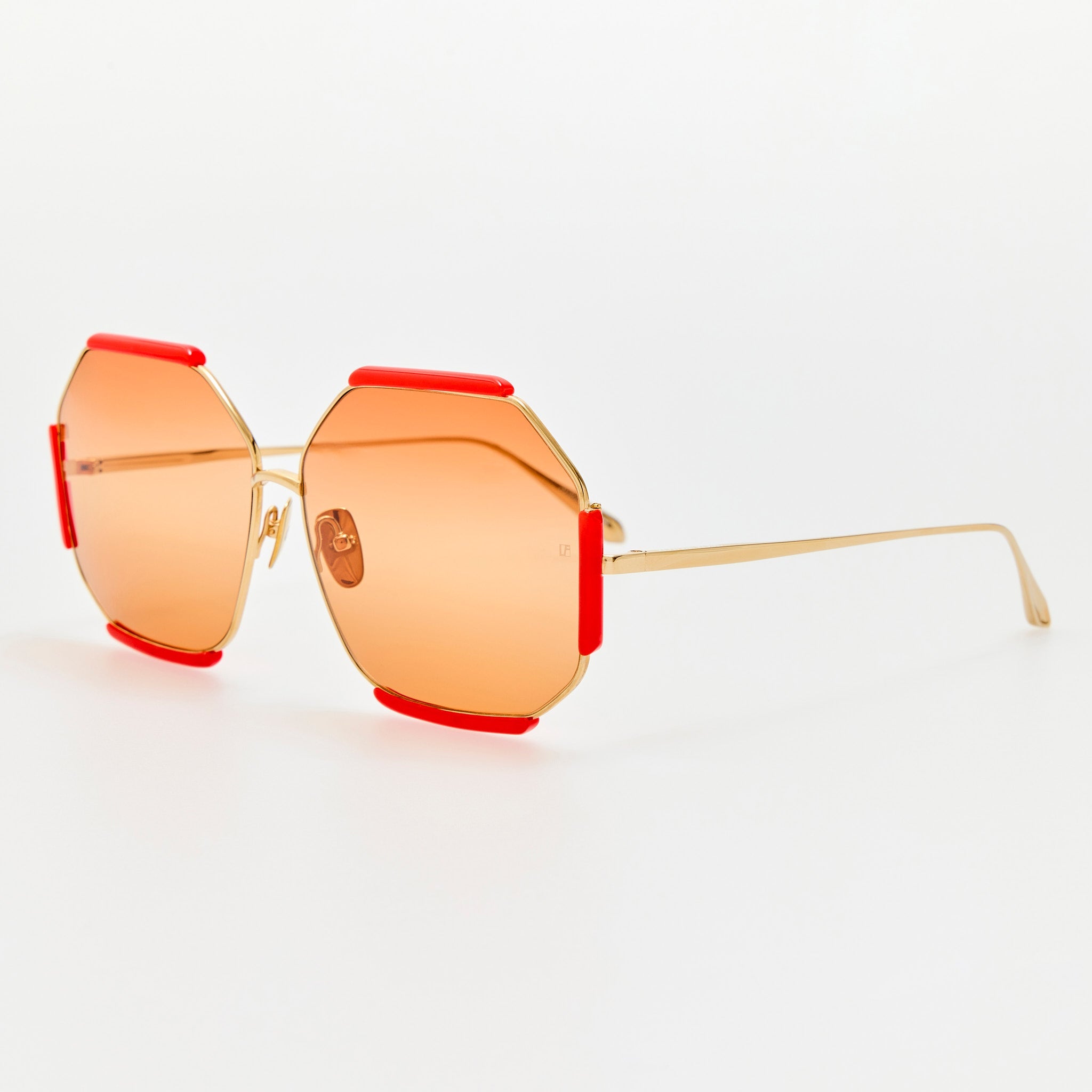 Margot Sunglasses in 22K Gold and Terracotta - LINDA FARROW - Sunglasses - 