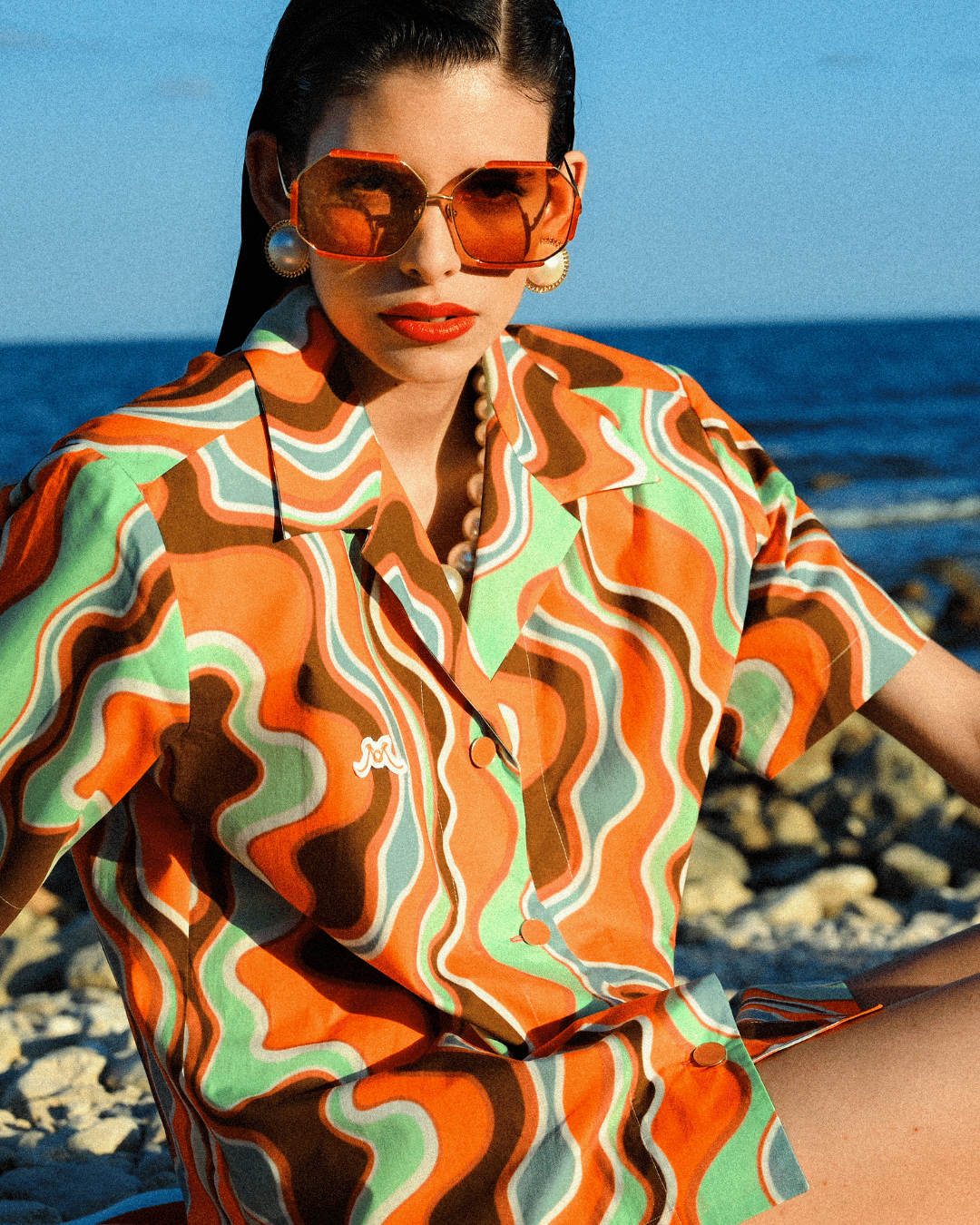 Margot Sunglasses in 22K Gold and Terracotta - LINDA FARROW - Sunglasses - 