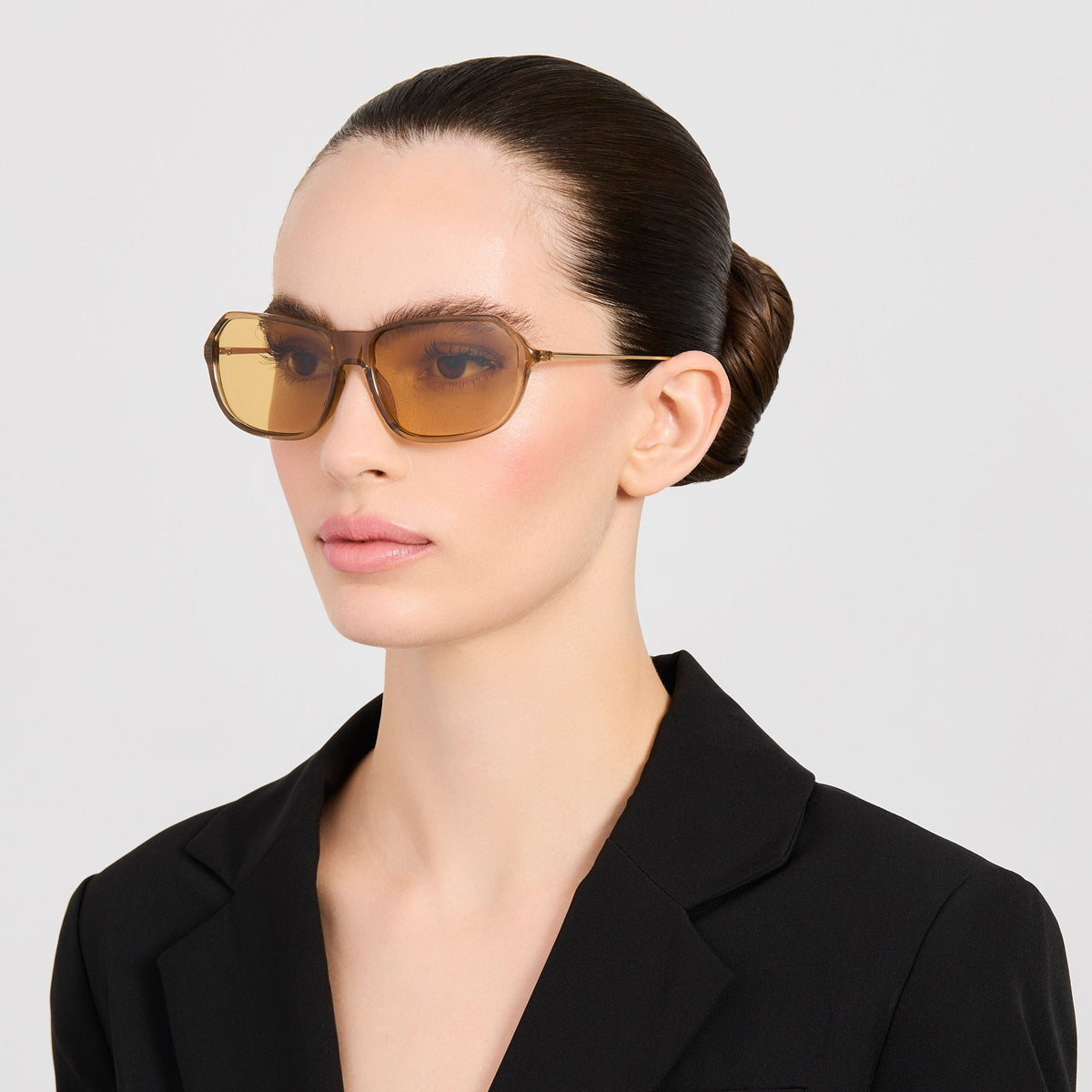 Mimosa Sunglasses in Brown and Ochre - LINDA FARROW-Sunglasses-
