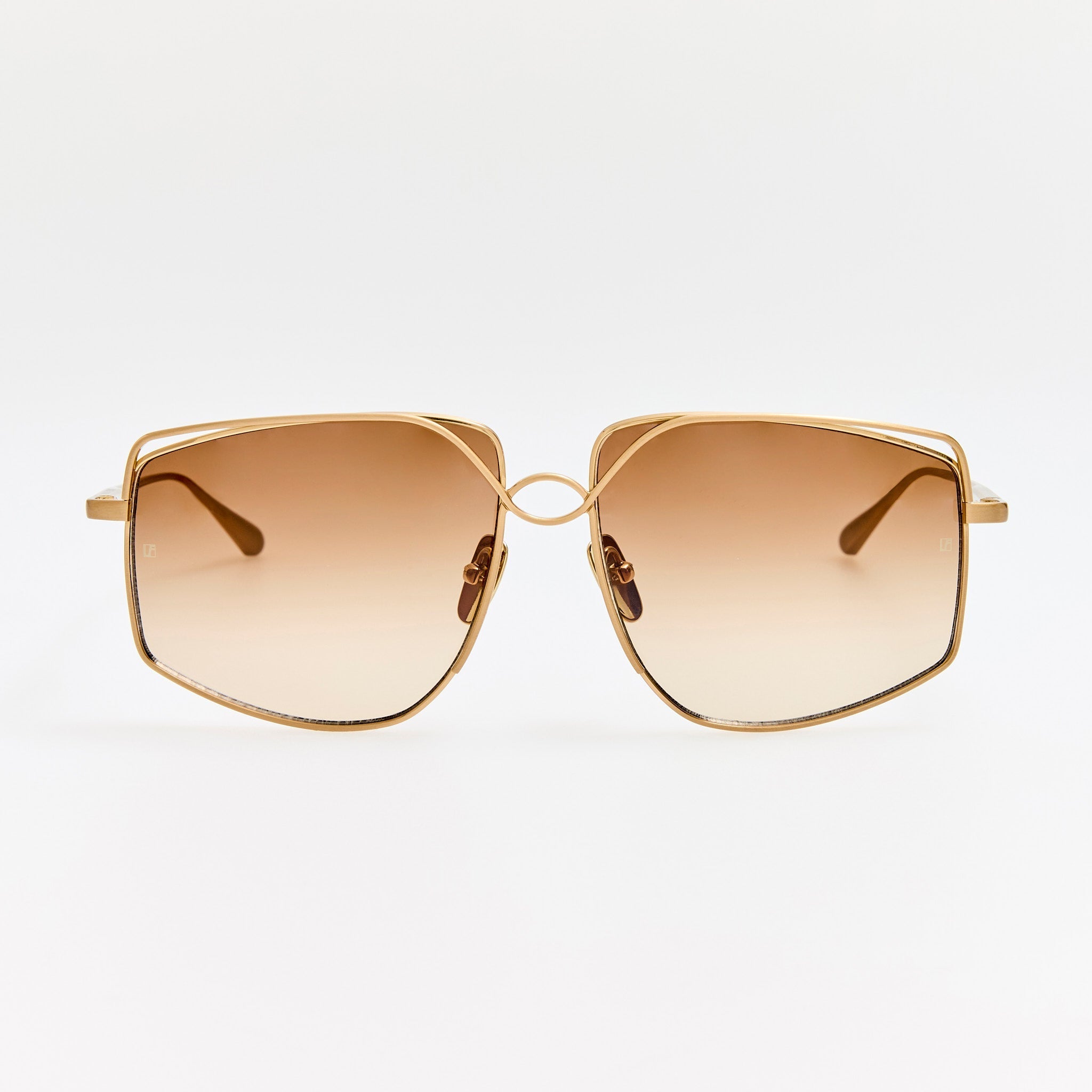 Miranda Sunglasses in Matt Champagne and Mocha - LINDA FARROW - Sunglasses - 