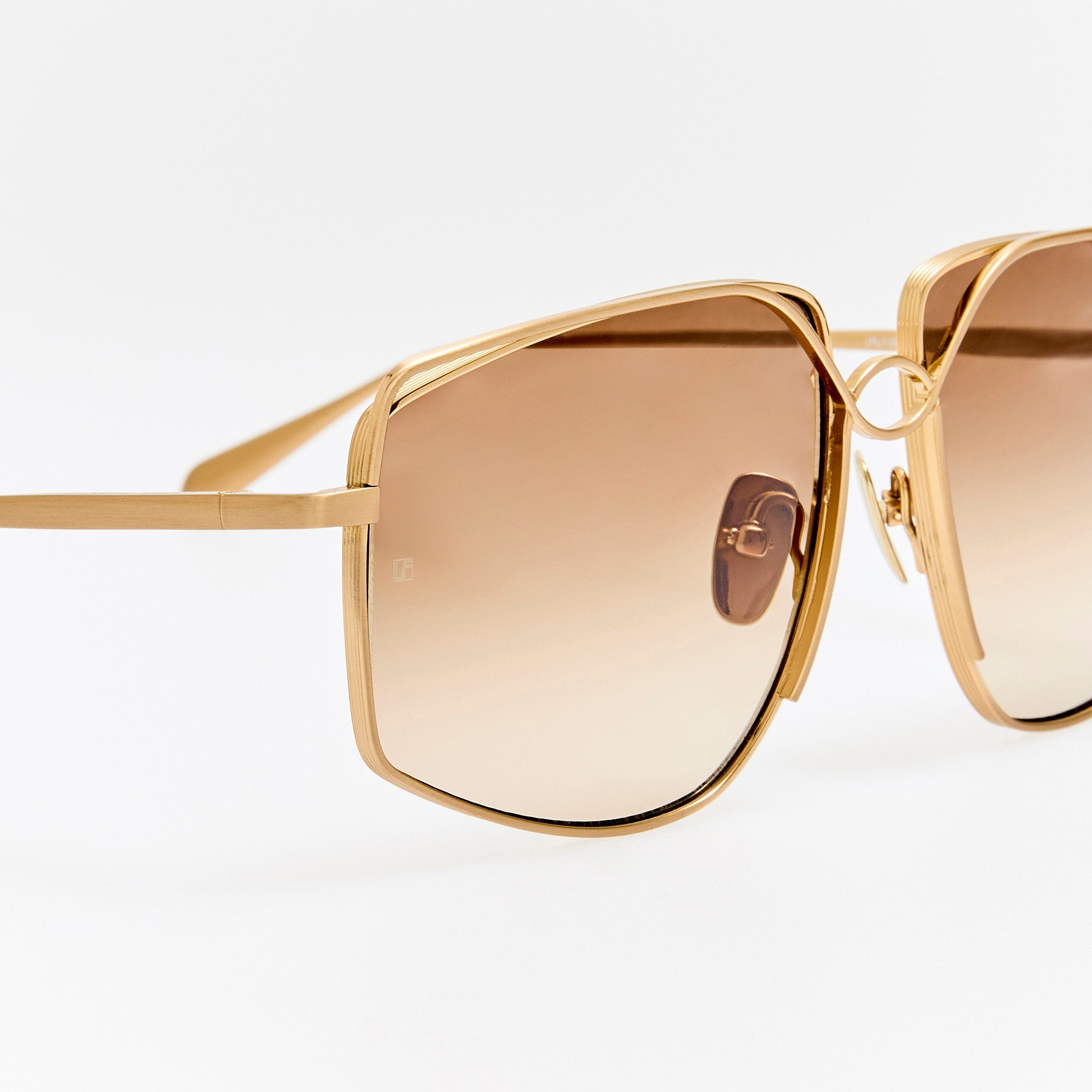 Miranda Sunglasses in Matt Champagne and Mocha - LINDA FARROW - Sunglasses - 