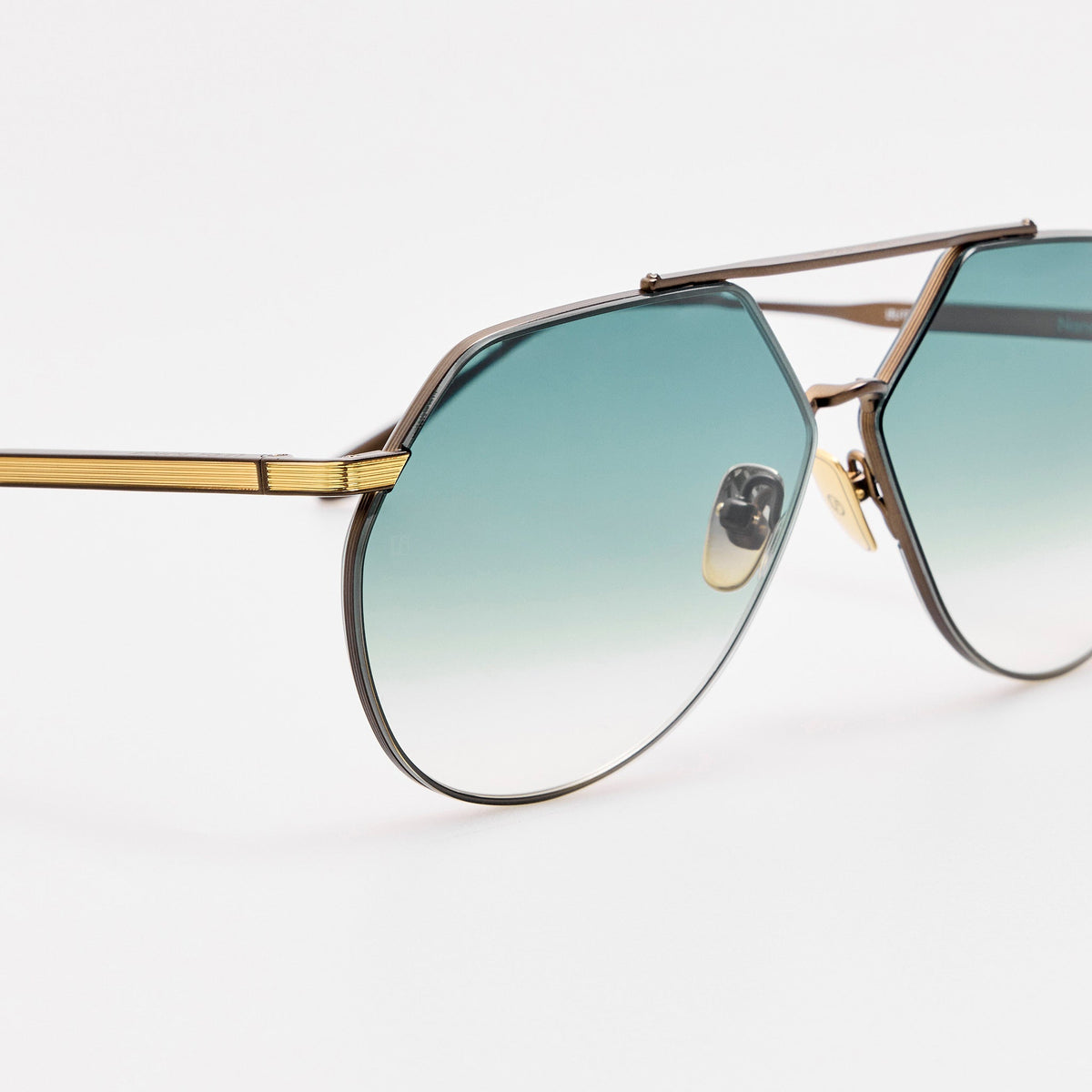 Nana Sunglasses in 22K Gold and Aqua - LINDA FARROW-Sunglasses-