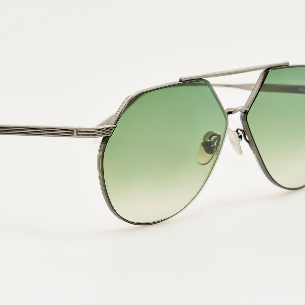 Nana Sunglasses in Antique Silver and Green - LINDA FARROW-Sunglasses-