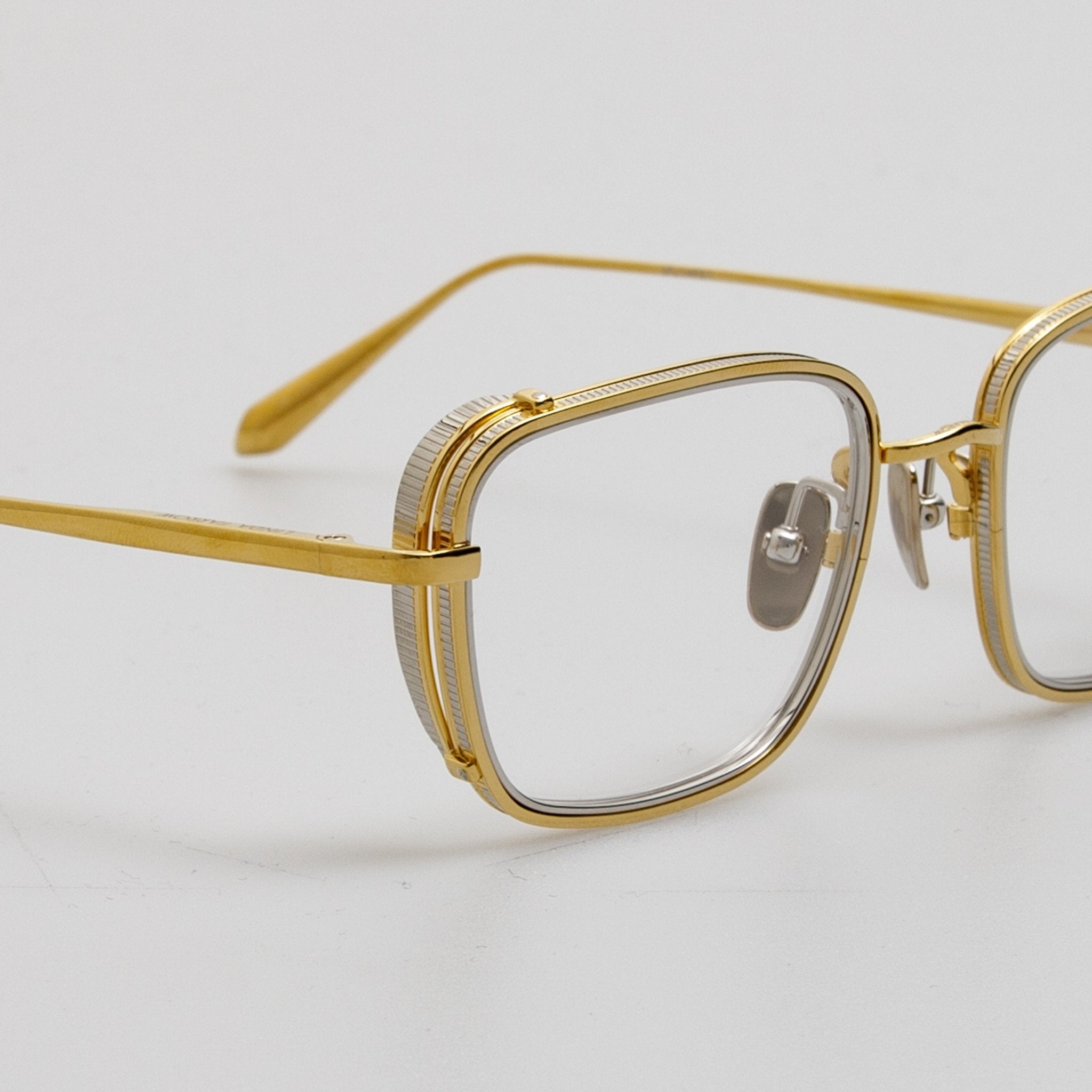 Ofer Rectangular Optical Frame in 22K Yellow Gold - LINDA FARROW - Optical Frame - 