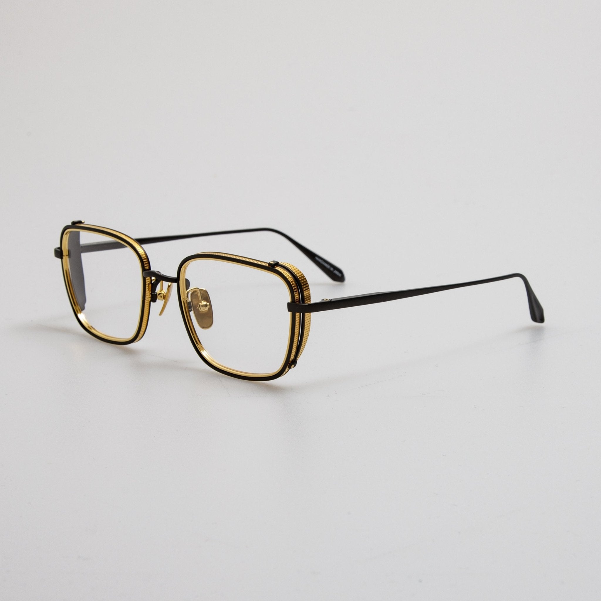Ofer Rectangular Optical Frame in Matt Nickel and 22K Yellow Gold - LINDA FARROW - Optical Frame - 