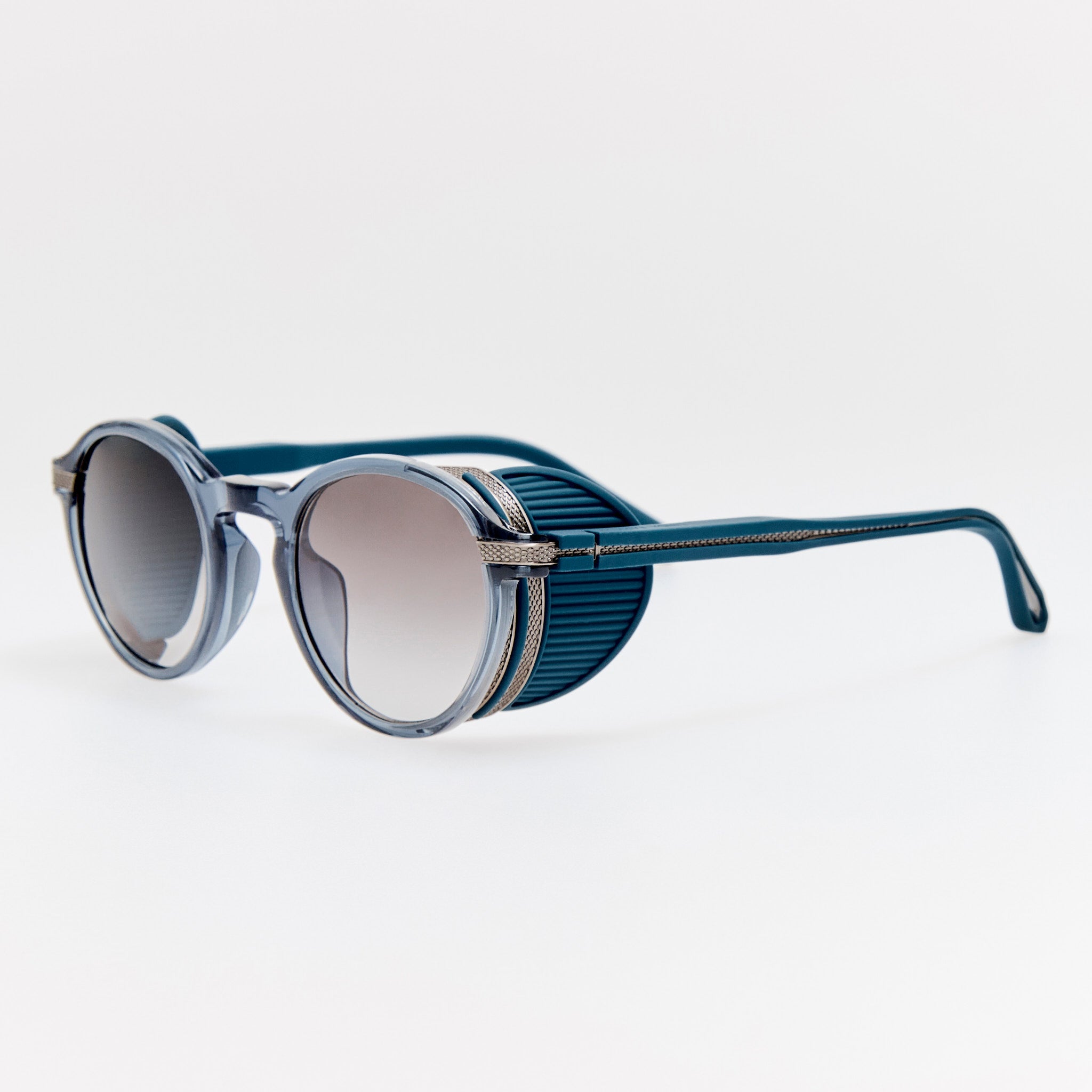Orion Explorer Sunglasses in Antique White Gold and Navy - LINDA FARROW-Sunglasses-