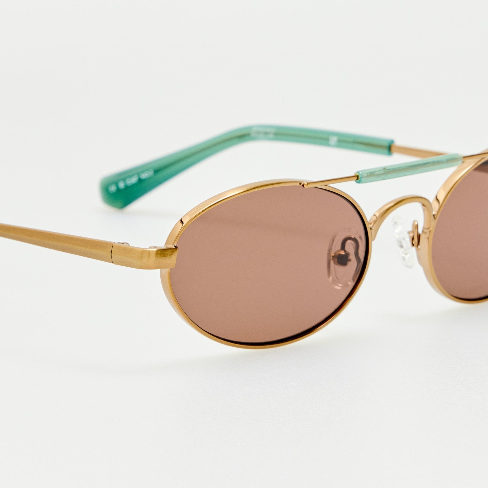 Oval Sunglasses in Gold and Blue - LINDA FARROW-Sunglasses-