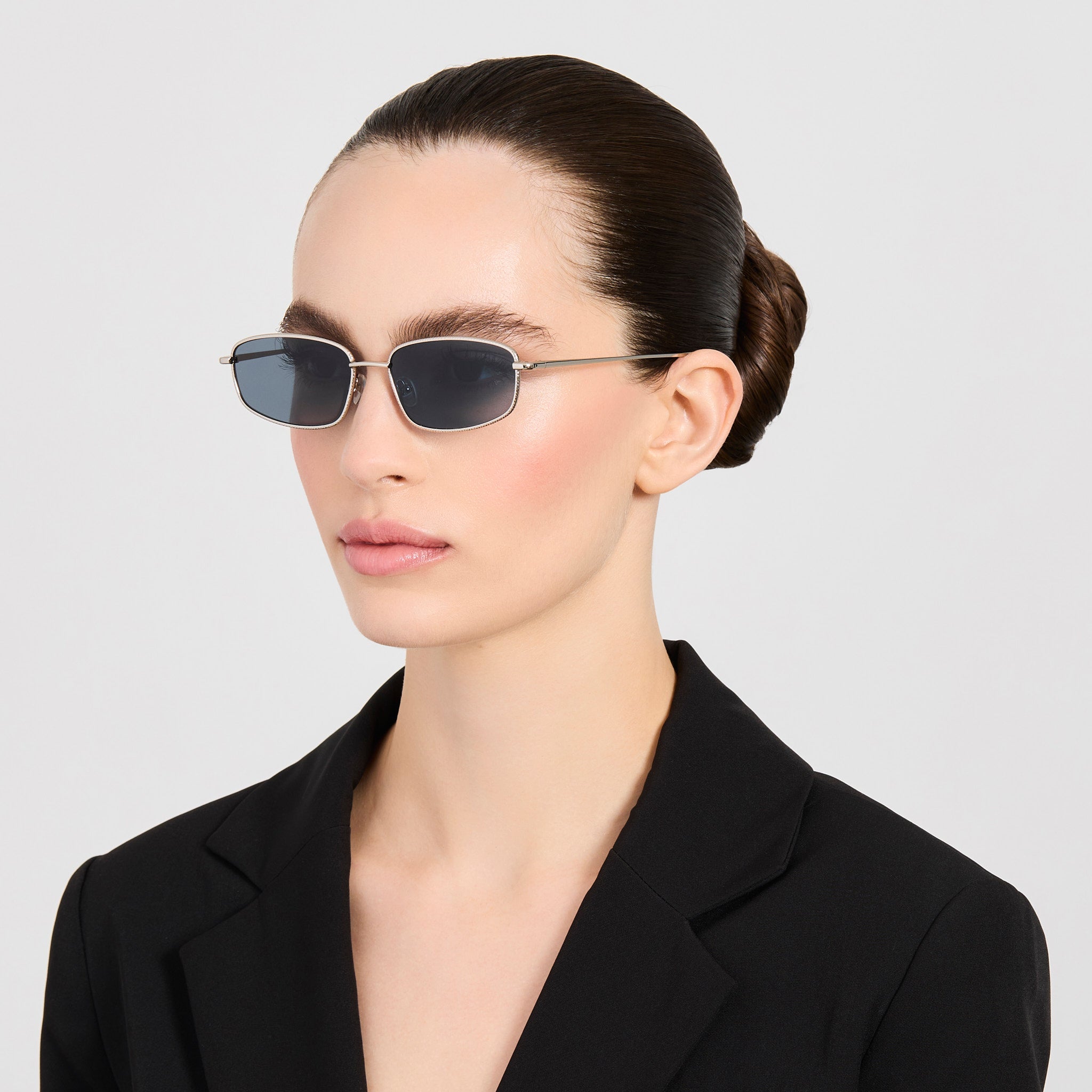 Palma Sunglasses in Silver and Blue - LINDA FARROW-Sunglasses-