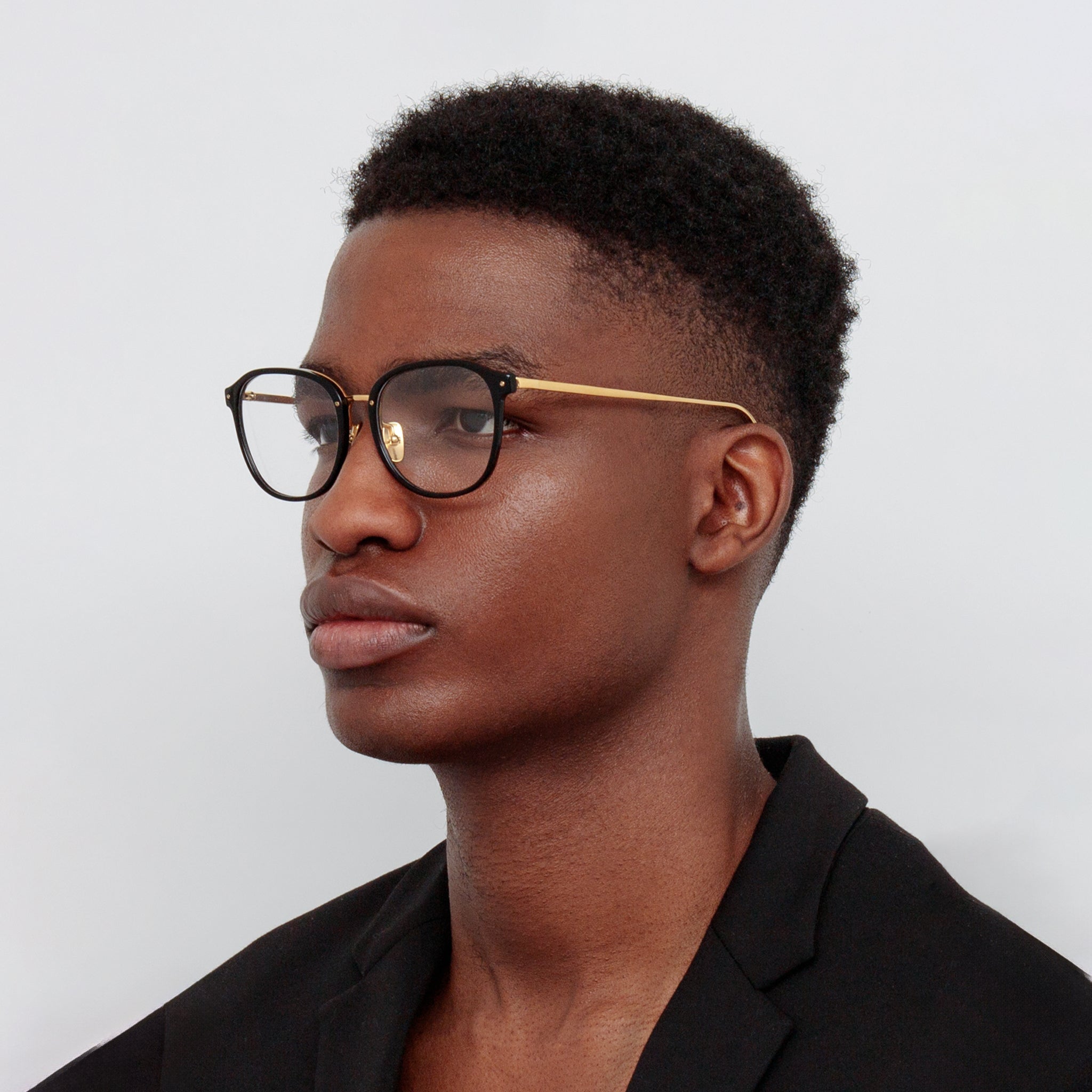 Park Optical in Black and 22K Yellow Gold - LINDA FARROW - Optical Frame - 