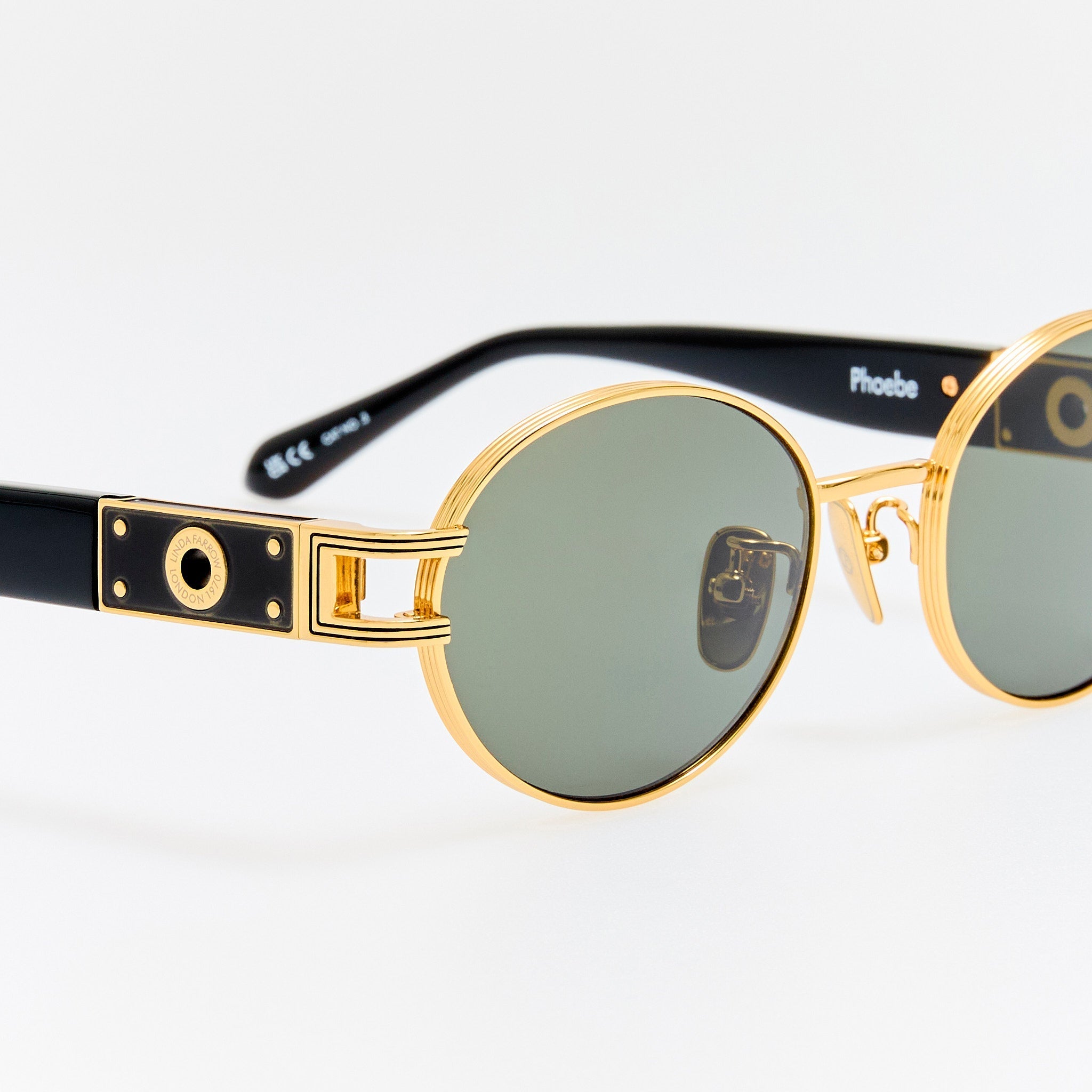 Phoebe Sunglasses in 22K Gold and Black - LINDA FARROW - Sunglasses - 