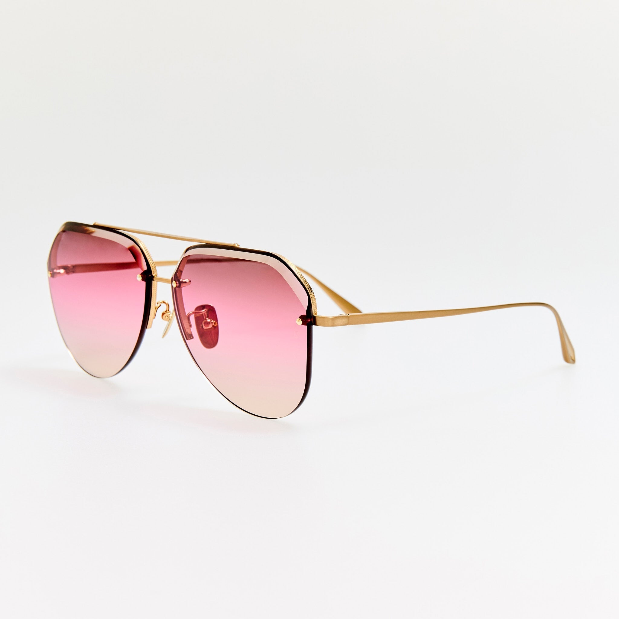 Quynh Sunglasses in Matt Champagne and Pink - LINDA FARROW - Sunglasses - 