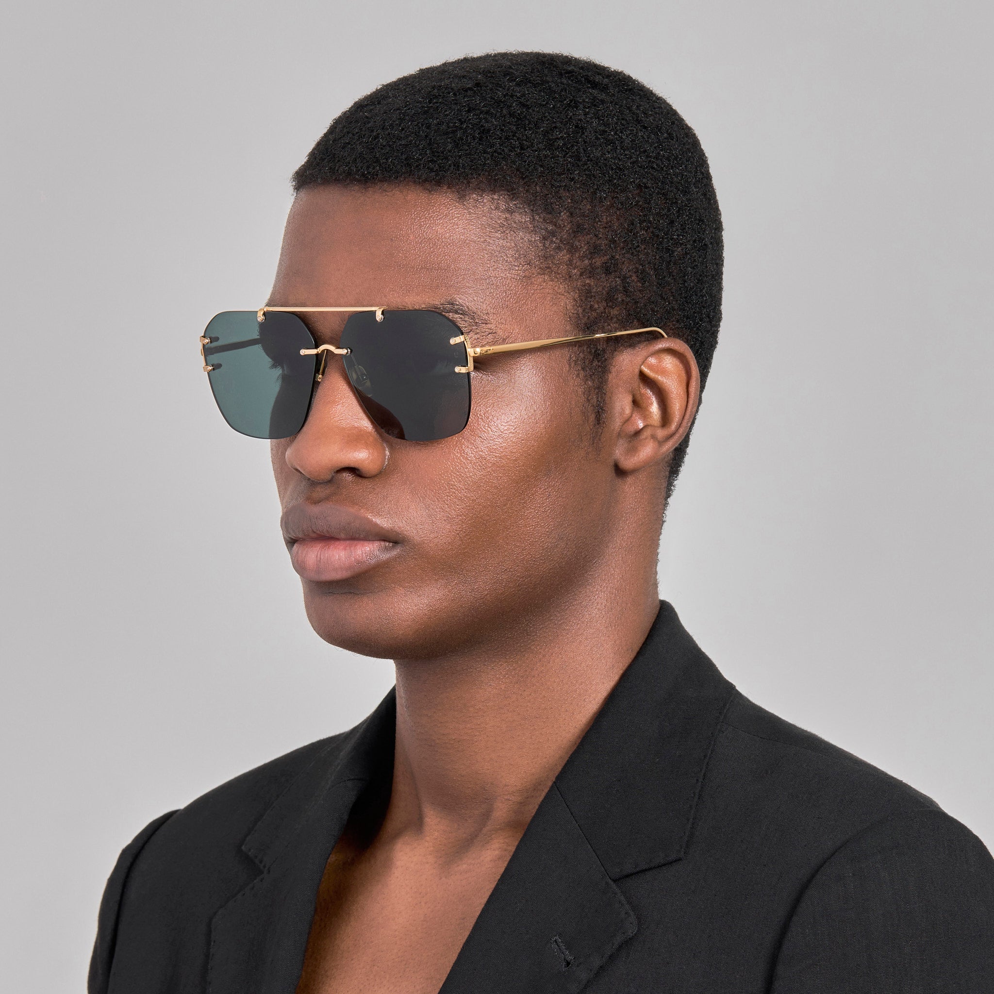 Reyner Sunglasses in 22K Gold and Green - LINDA FARROW-Sunglasses-