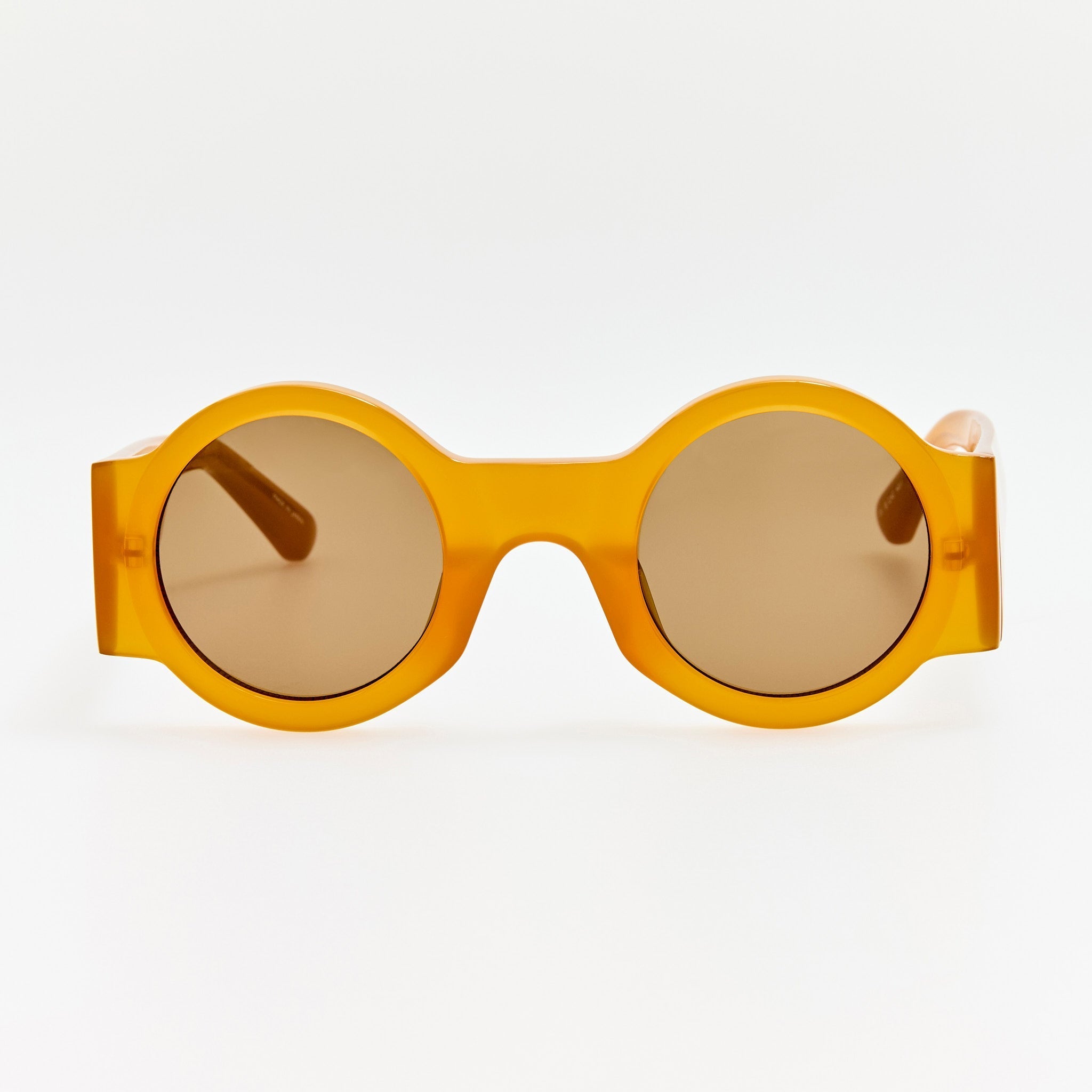 Round Sunglasses in Honey - LINDA FARROW - Sunglasses - 
