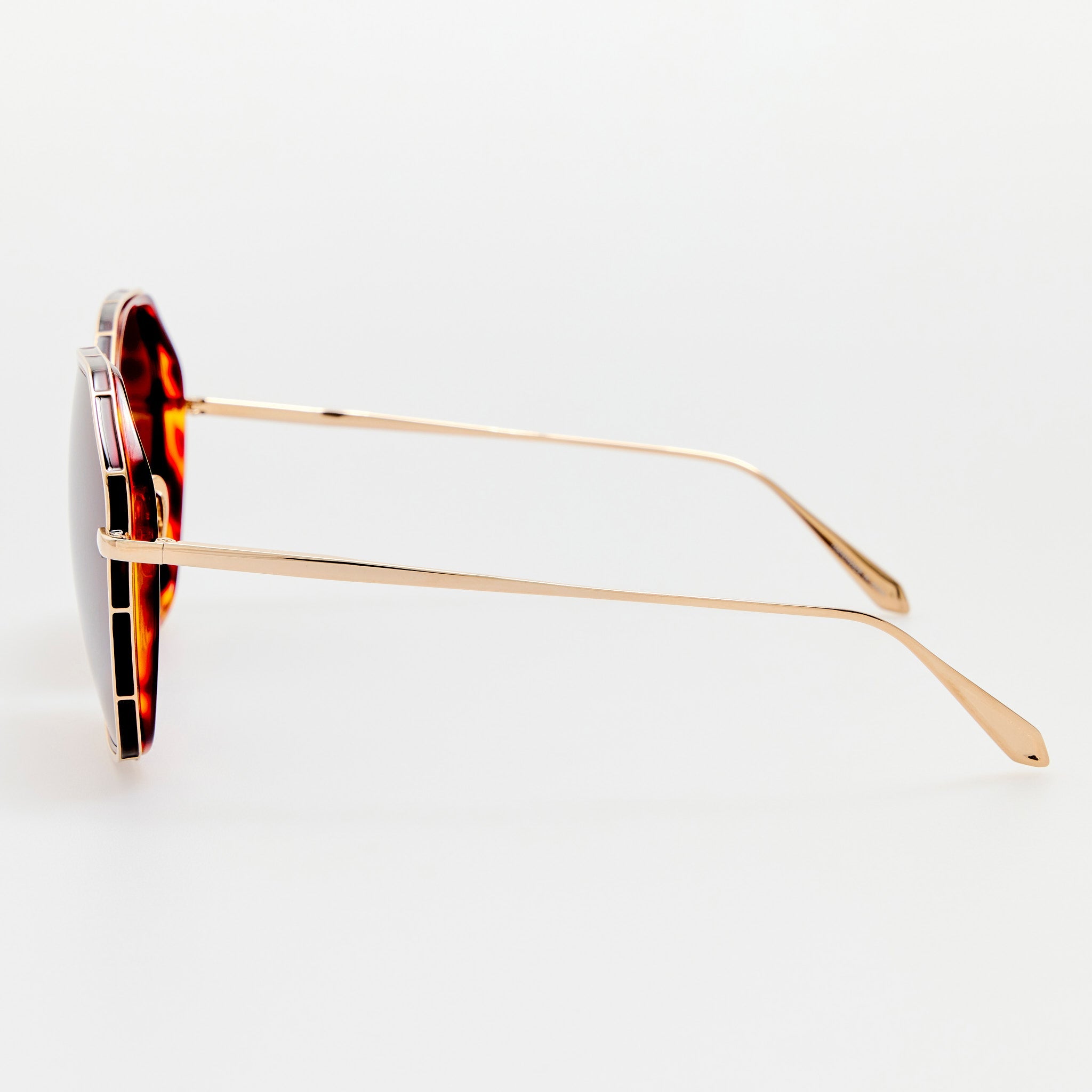 Rowe Sunglasses in 22K Gold and Brown - LINDA FARROW - Sunglasses - 