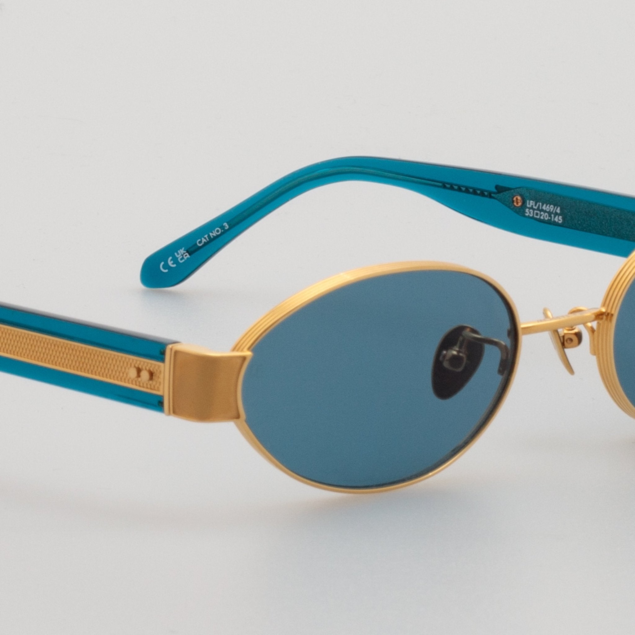 Sadie Sunglasses in 22K Gold and Aqua - LINDA FARROW - Sunglasses - 