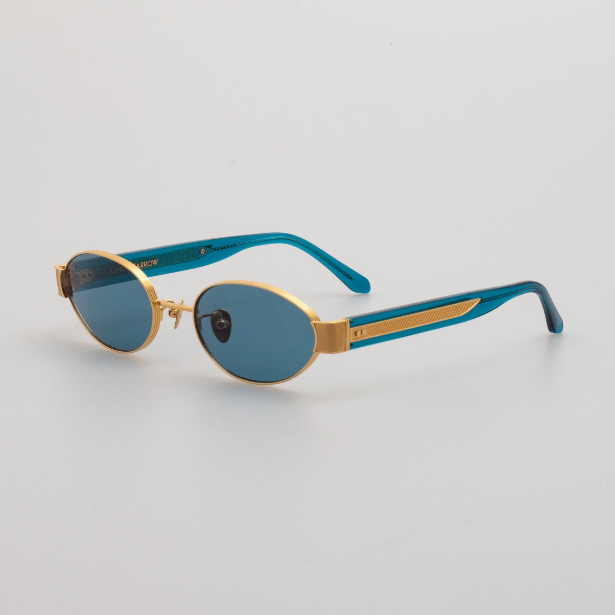 Sadie Sunglasses in 22K Gold and Aqua - LINDA FARROW - Sunglasses - 
