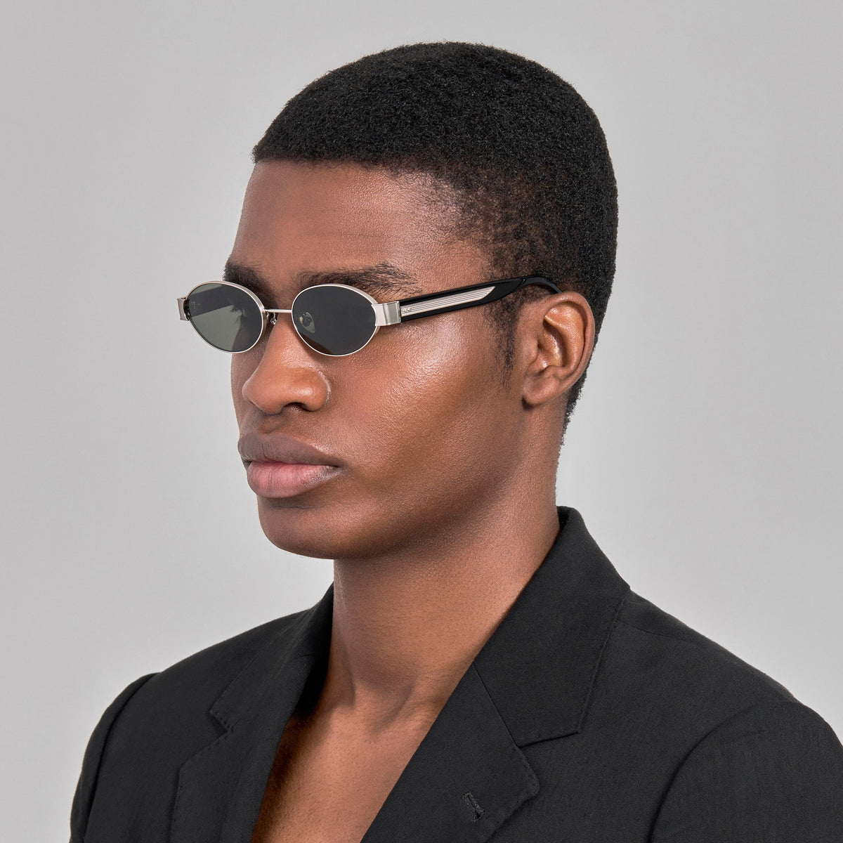 Sadie Sunglsses in 22K White Gold and Grey - LINDA FARROW-Sunglasses-