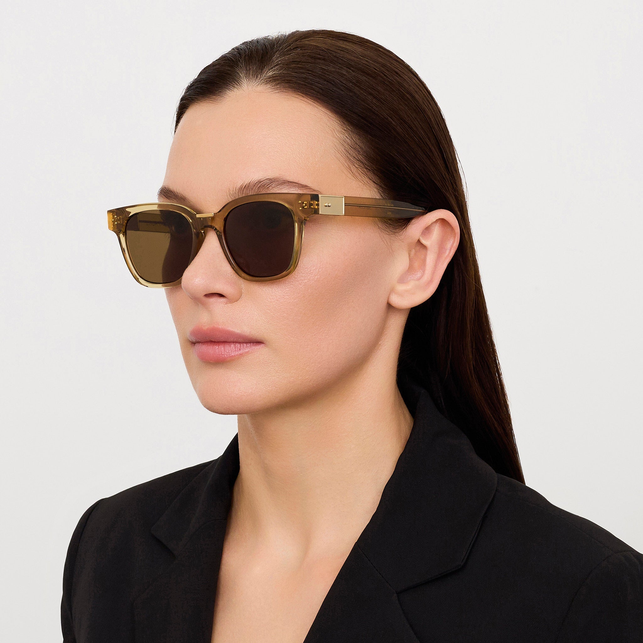 Sanchez Sunglasses in 22K Gold and Khaki - LINDA FARROW - Sunglasses - 