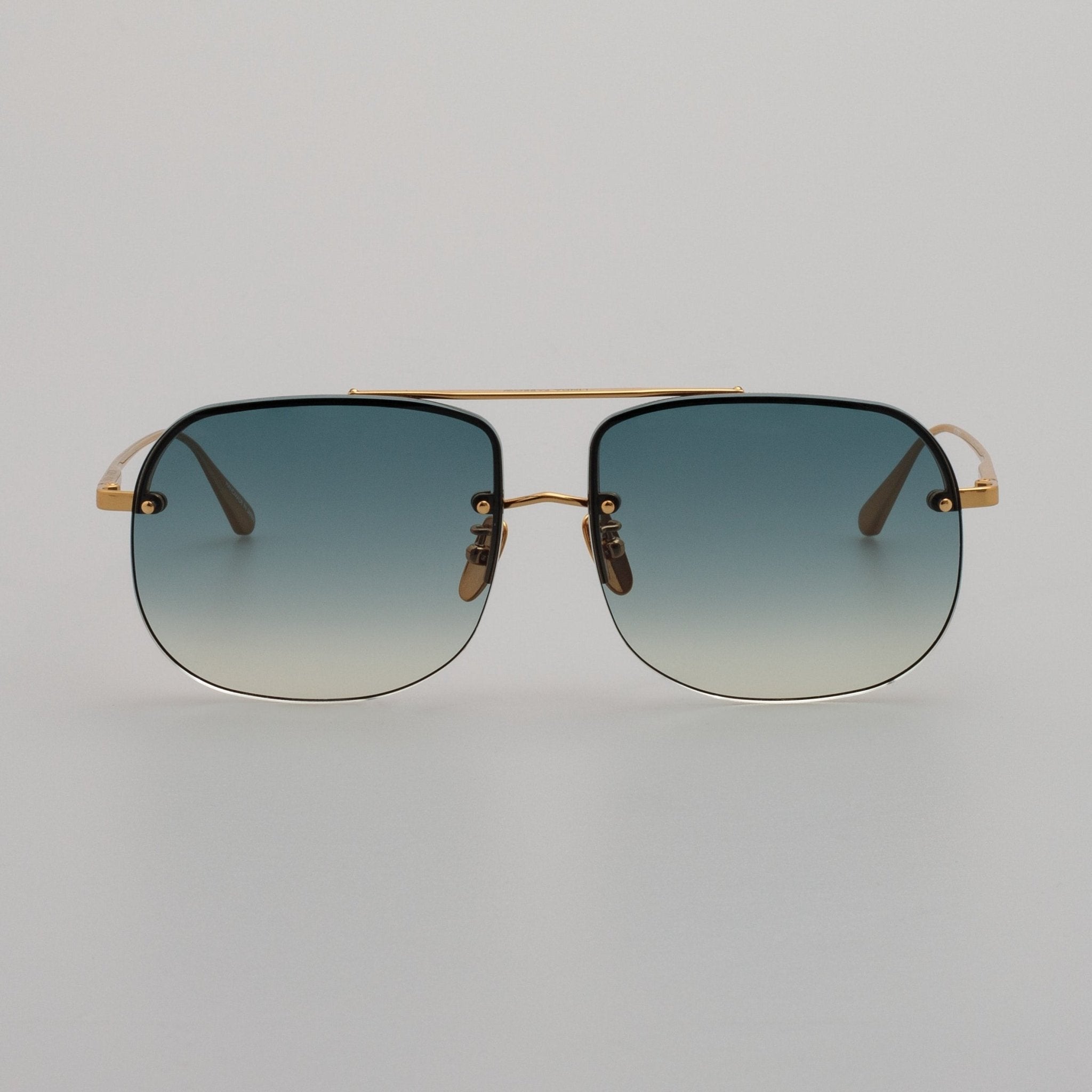 Seren Sunglasses in 22K Gold and Aqua - LINDA FARROW - Sunglasses - 