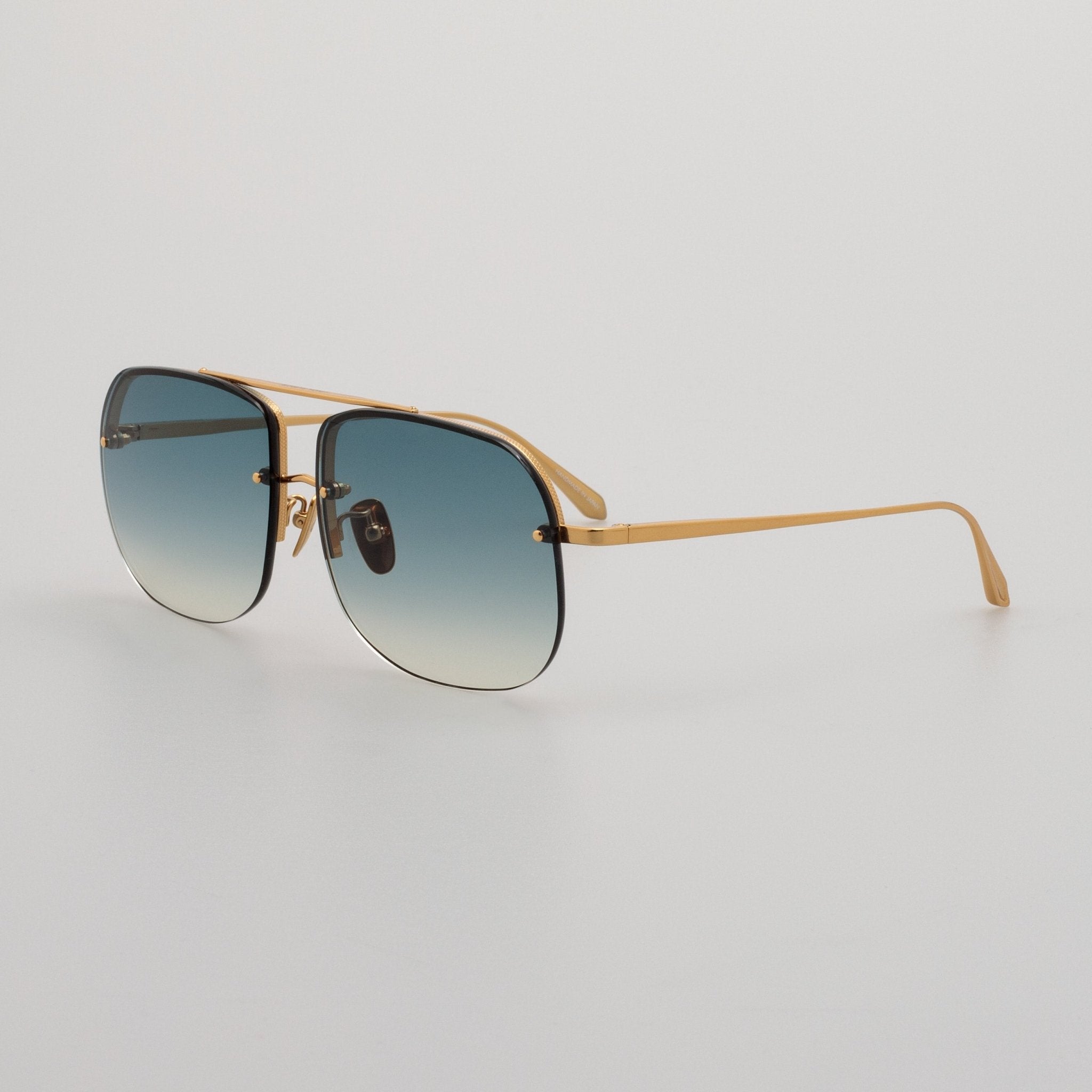 Seren Sunglasses in 22K Gold and Aqua - LINDA FARROW - Sunglasses - 