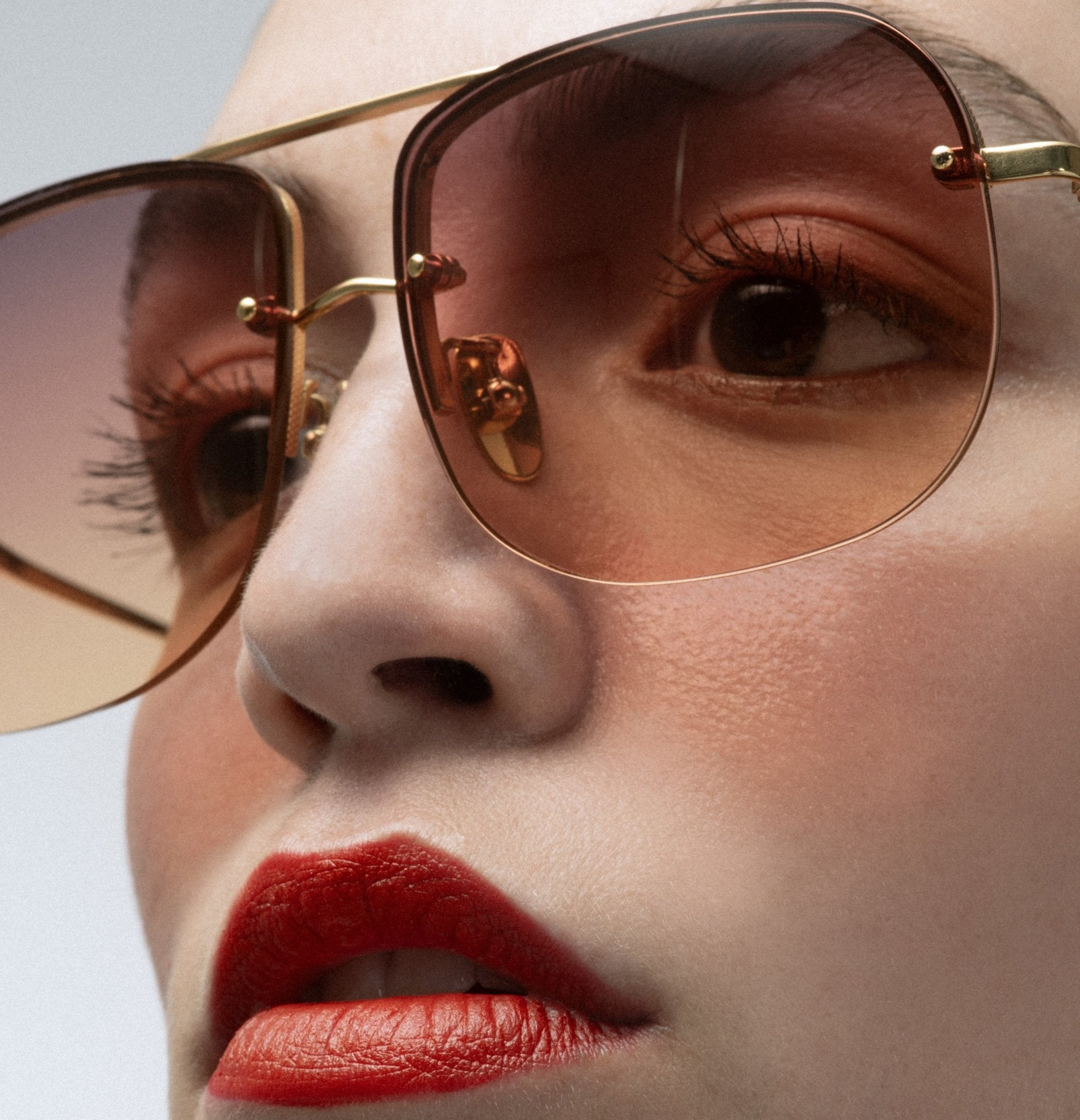 Seren Sunglasses in 22k Gold and Sunset Orange - LINDA FARROW - Sunglasses - 