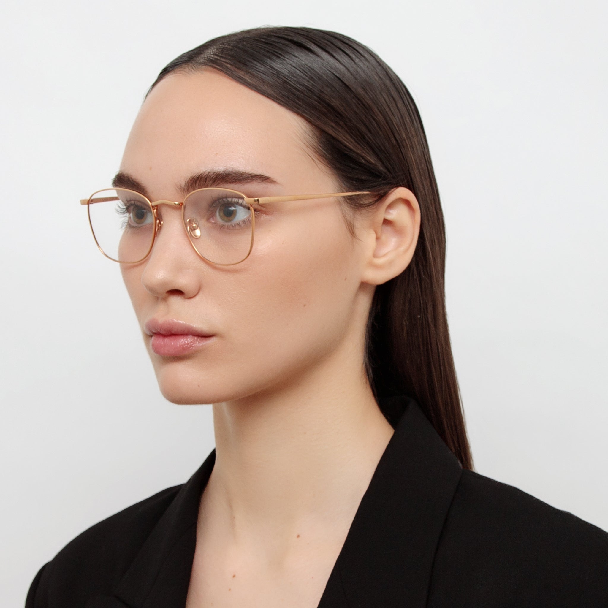 Simon Square Optical in 18K Rose Gold - LINDA FARROW - Optical Frame - 